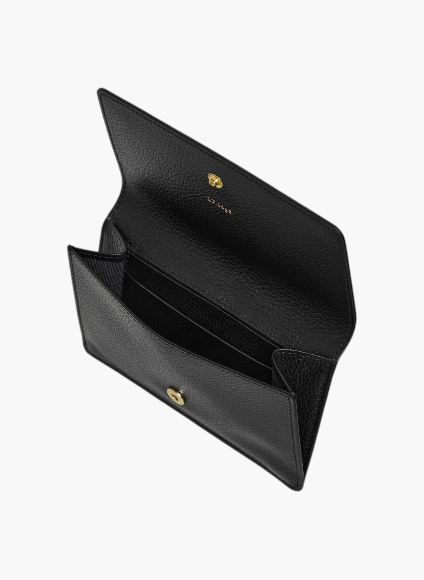 Porte cartes à rabat moyen modèle louison en cuir grainé LE TANNEUR Noir