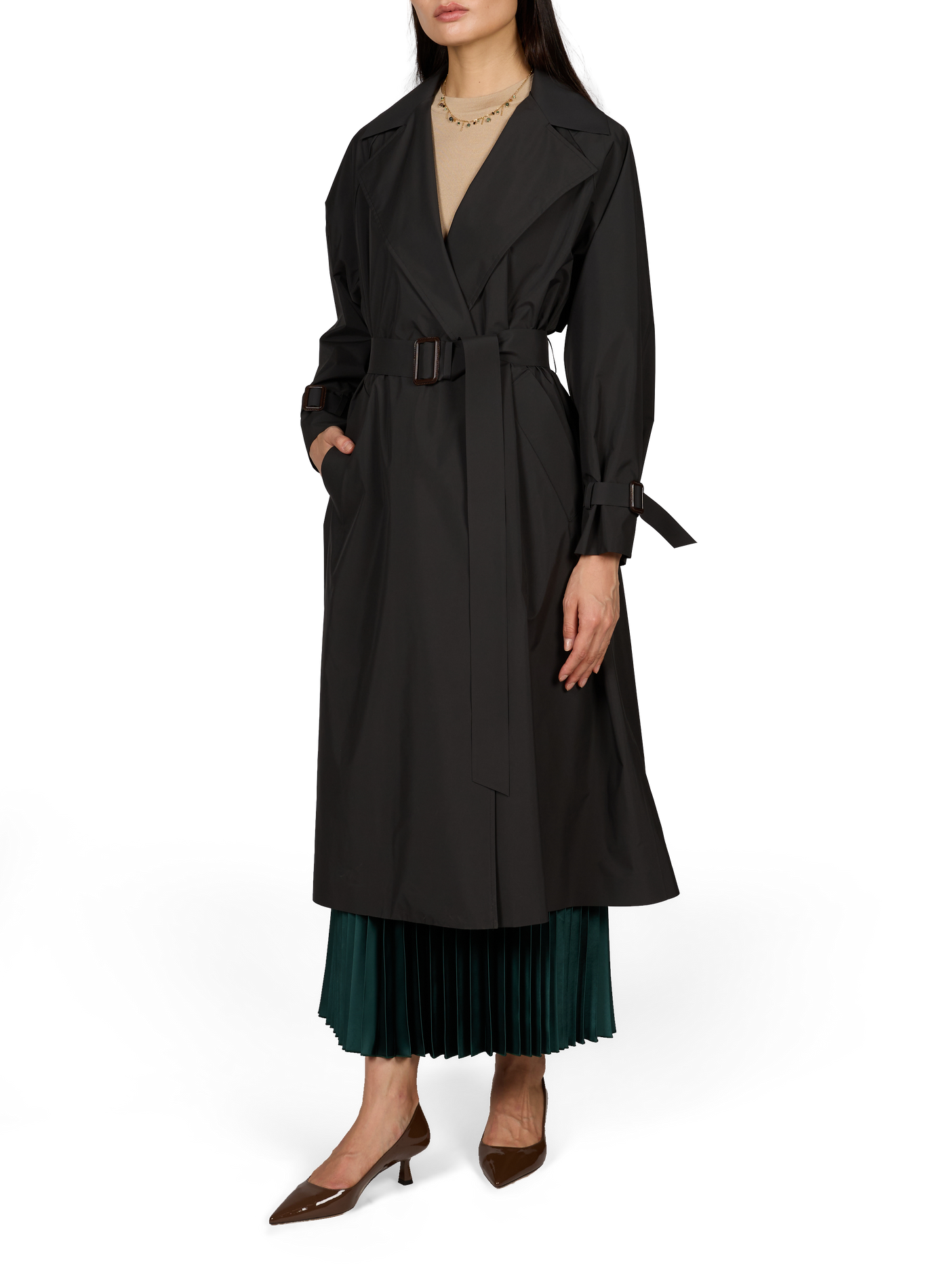 Long waterproof trench coat with belt MAX MARA WEEK END Black
