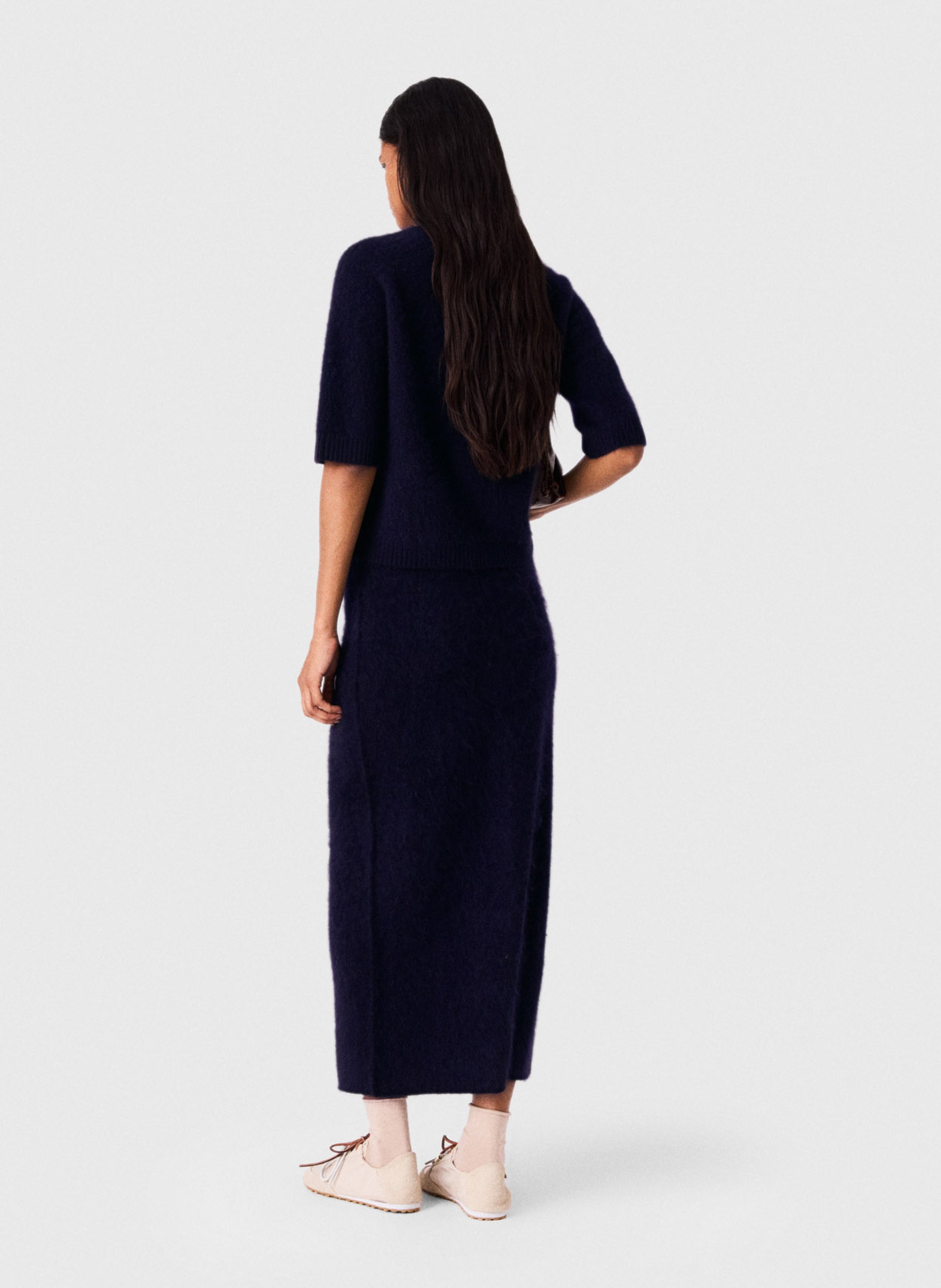 Jupe longue en laine MAJE Bleu