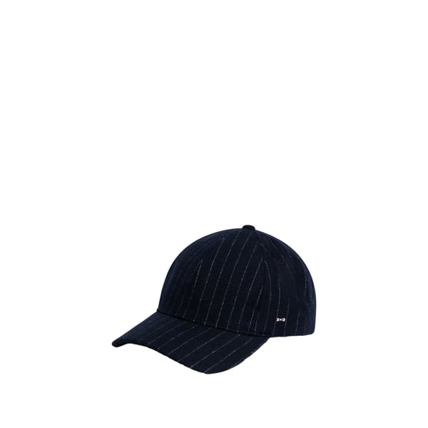 Casquette rayée à logo en laine mélangée Casquette rayée à logo en laine mélangée