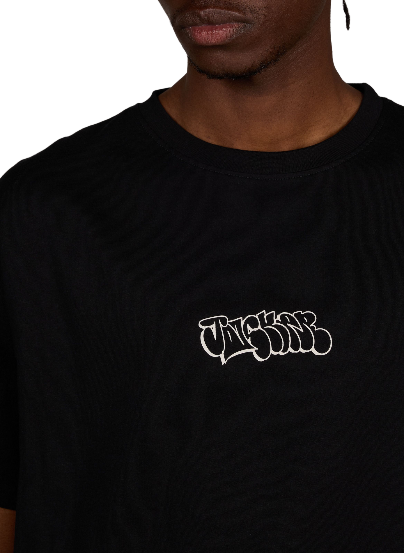 T-shirt droit sérigraphié en coton JACKER. Noir