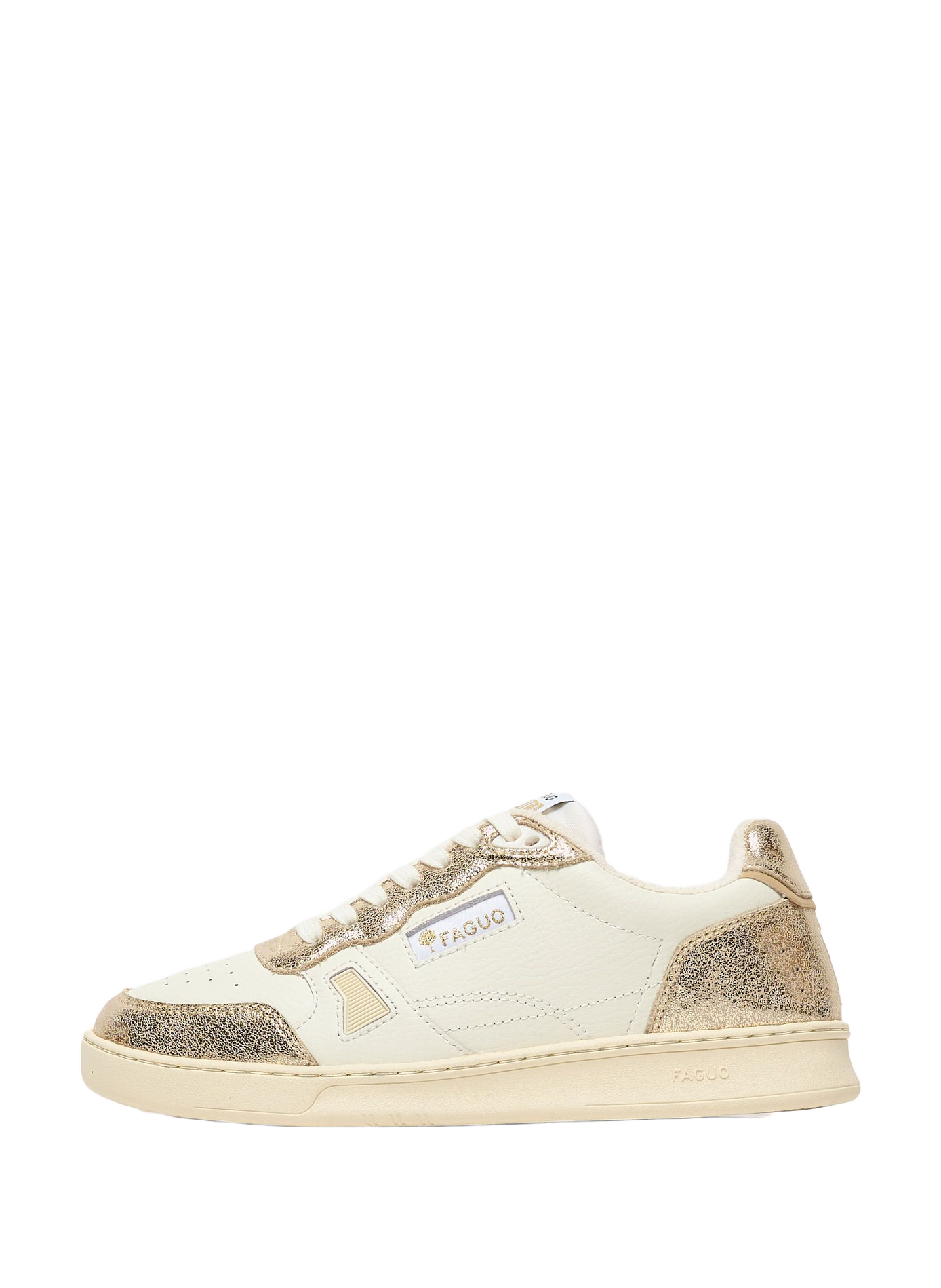 Shiny mixed leather sneakers FAGUO Beige