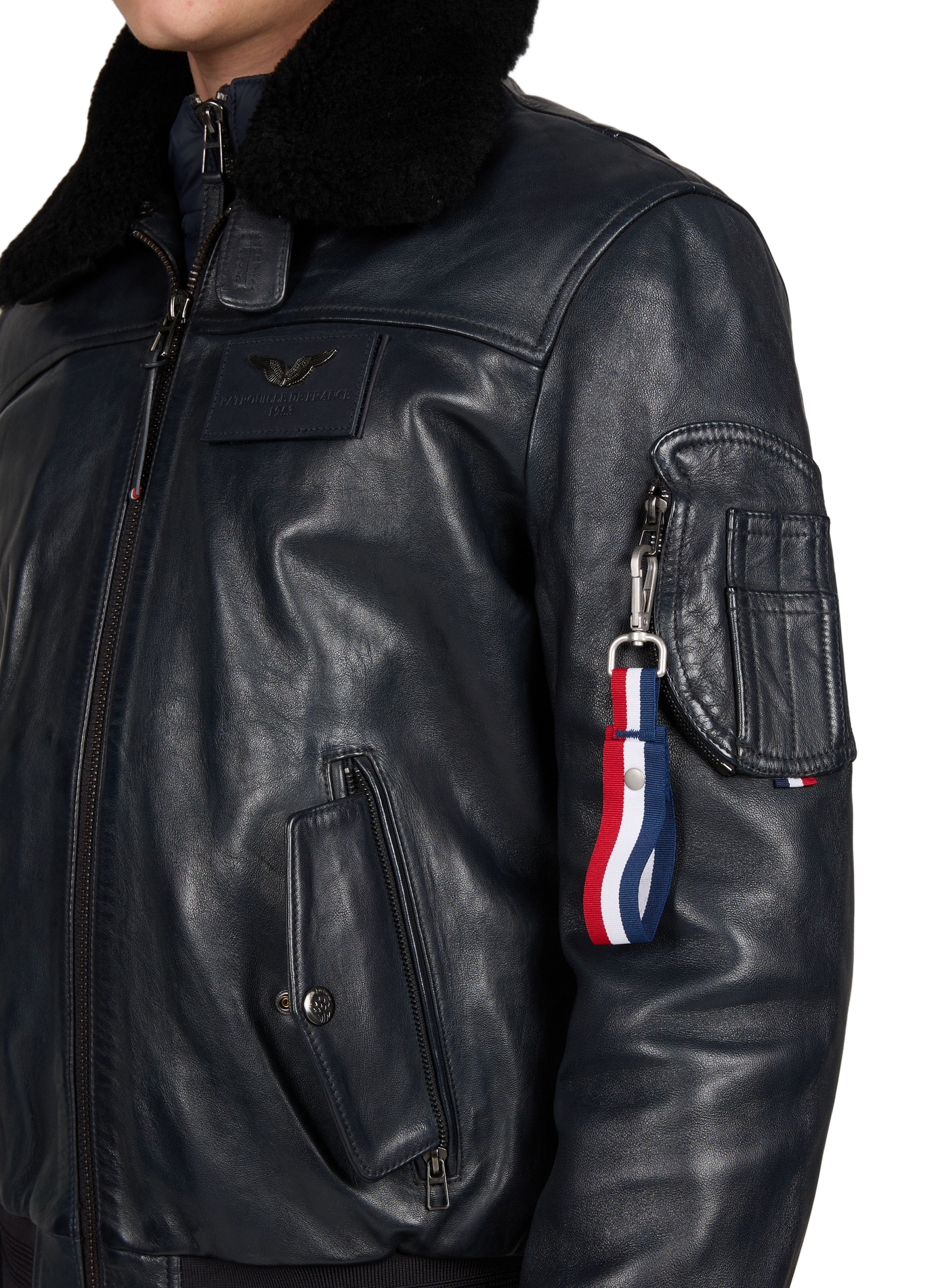 Classic leather jacket PATROUILLE DE FRANCE X REDSKINS Blue