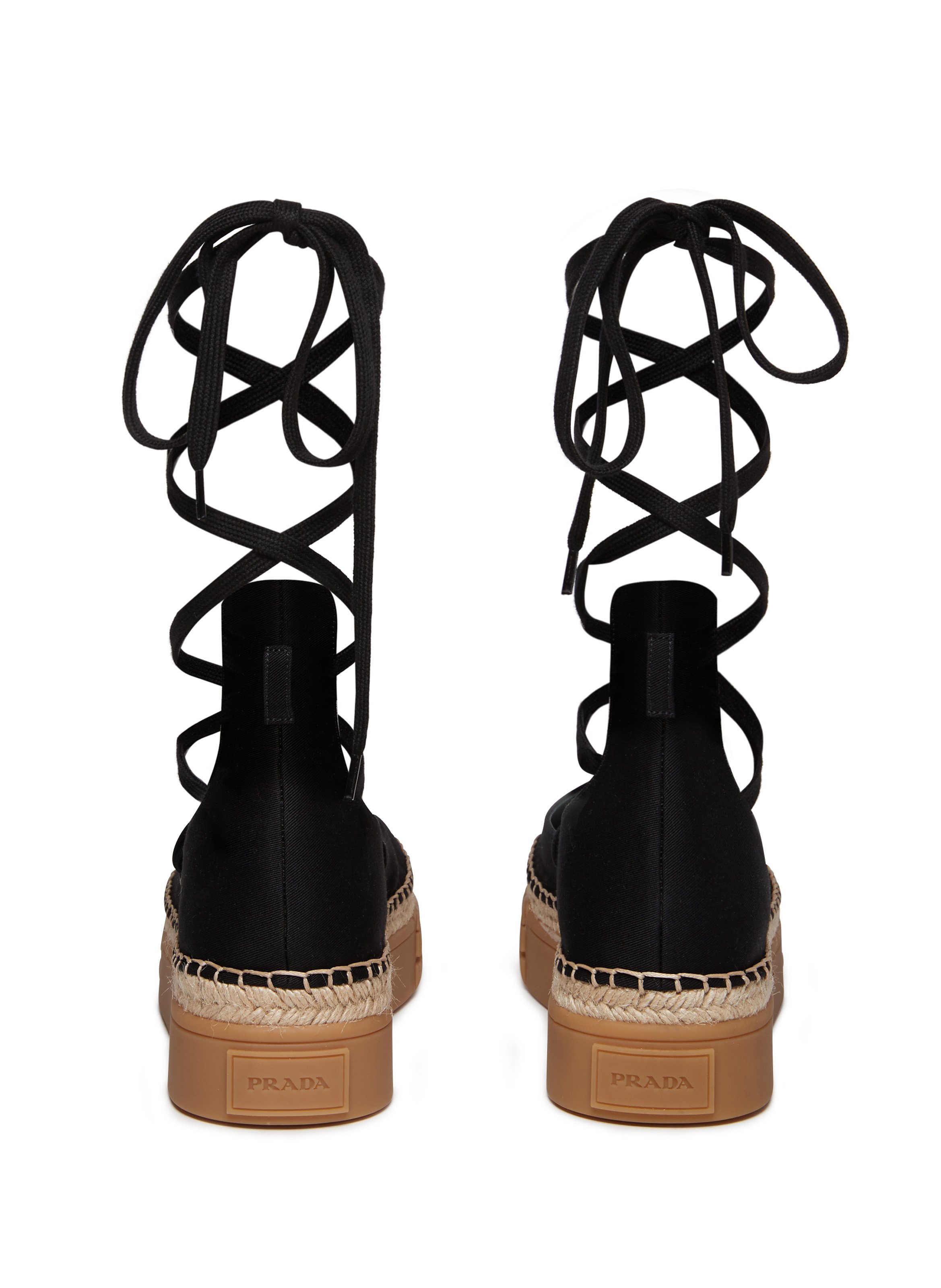 Satin lace-up Ballet flats Black