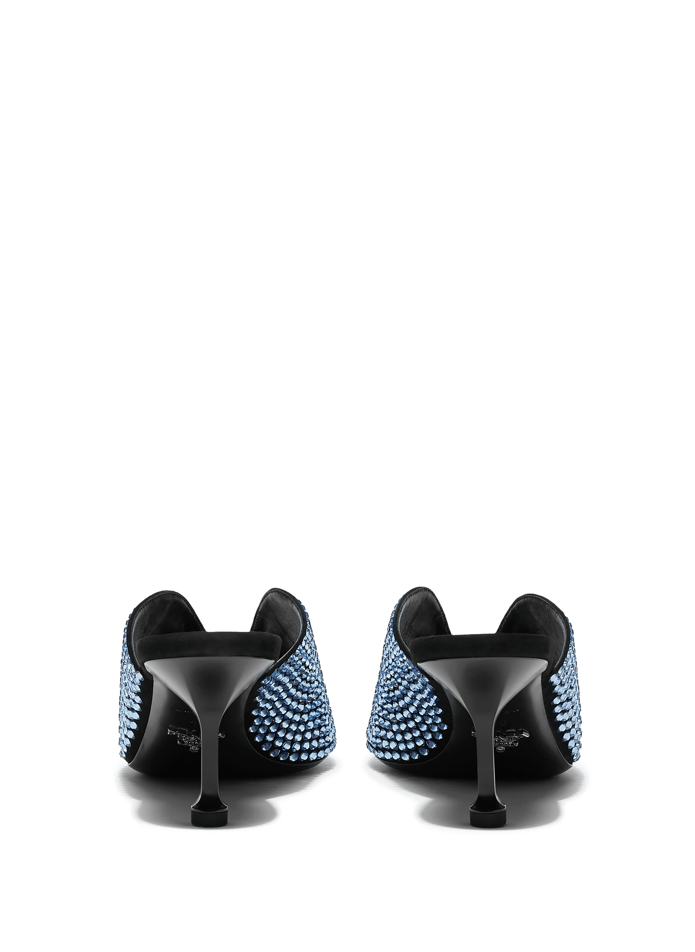 Satin and rhinestone Mules PRADA Blue