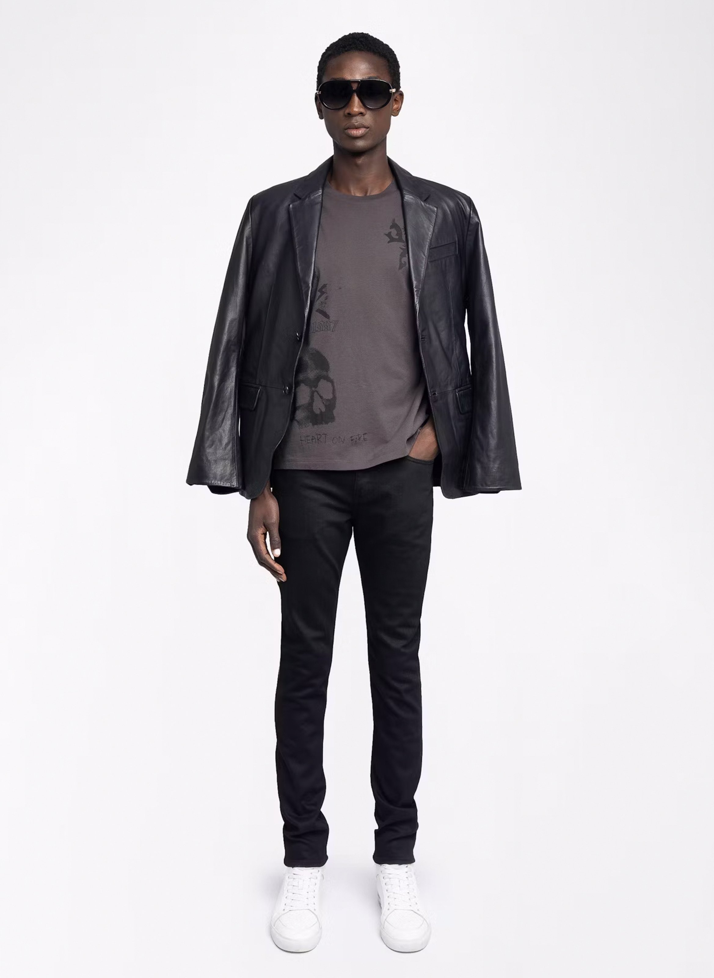 Tee-shirt col rond en coton tommy ZADIG&VOLTAIRE Marron