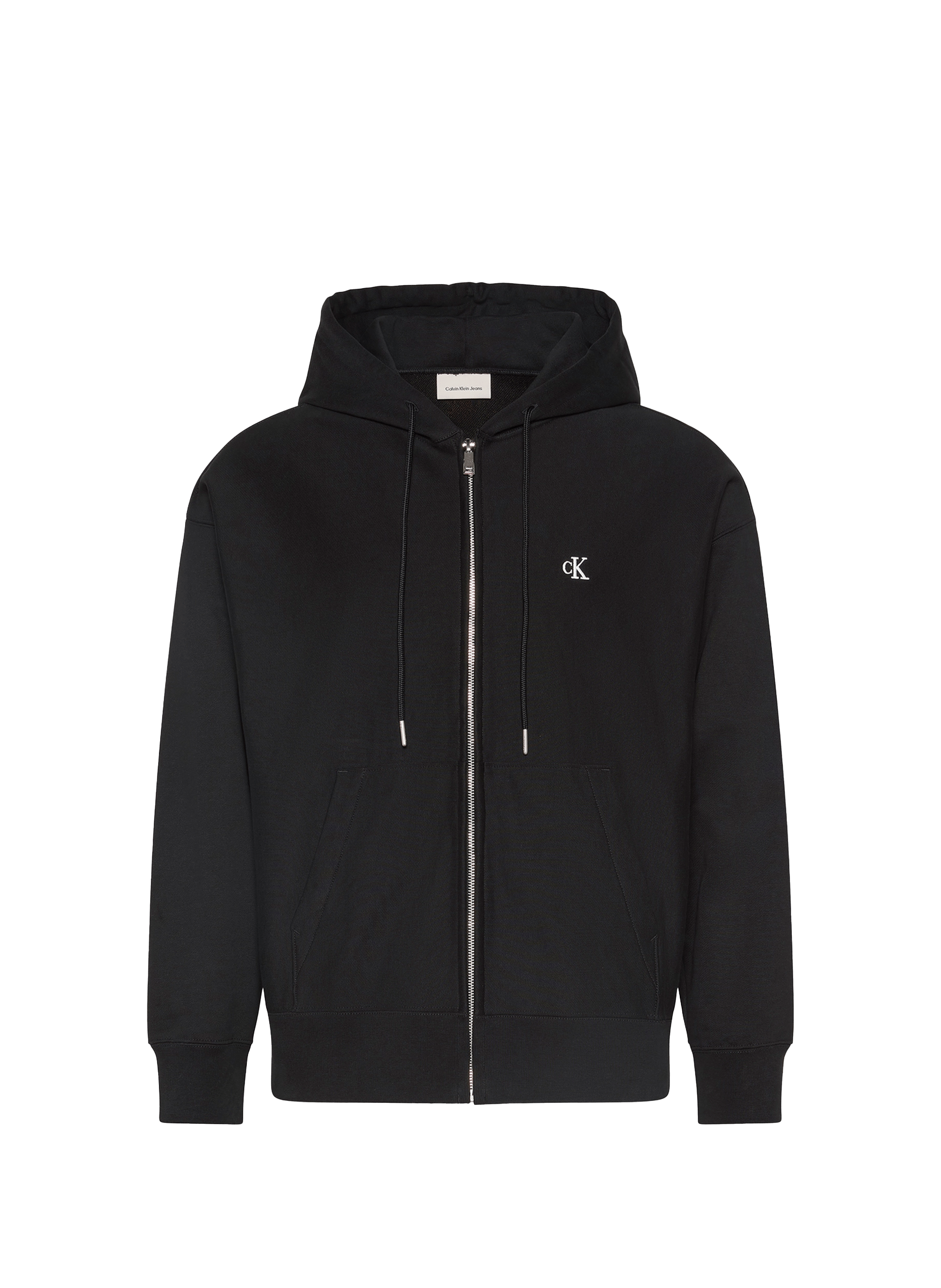 Hoodie zippé en coton CALVIN KLEIN Noir