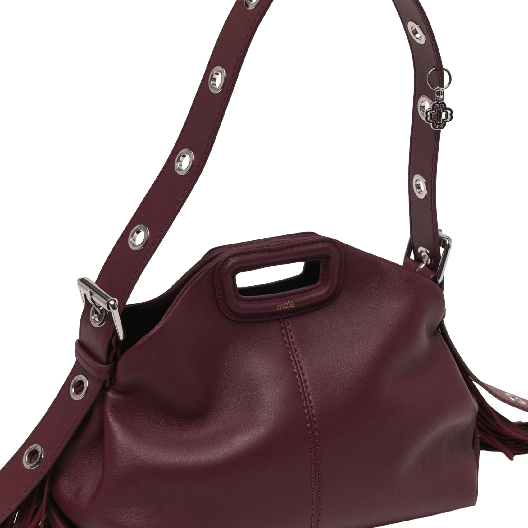 Sac bandoulière en cuir lisse miss m MAJE Rouge