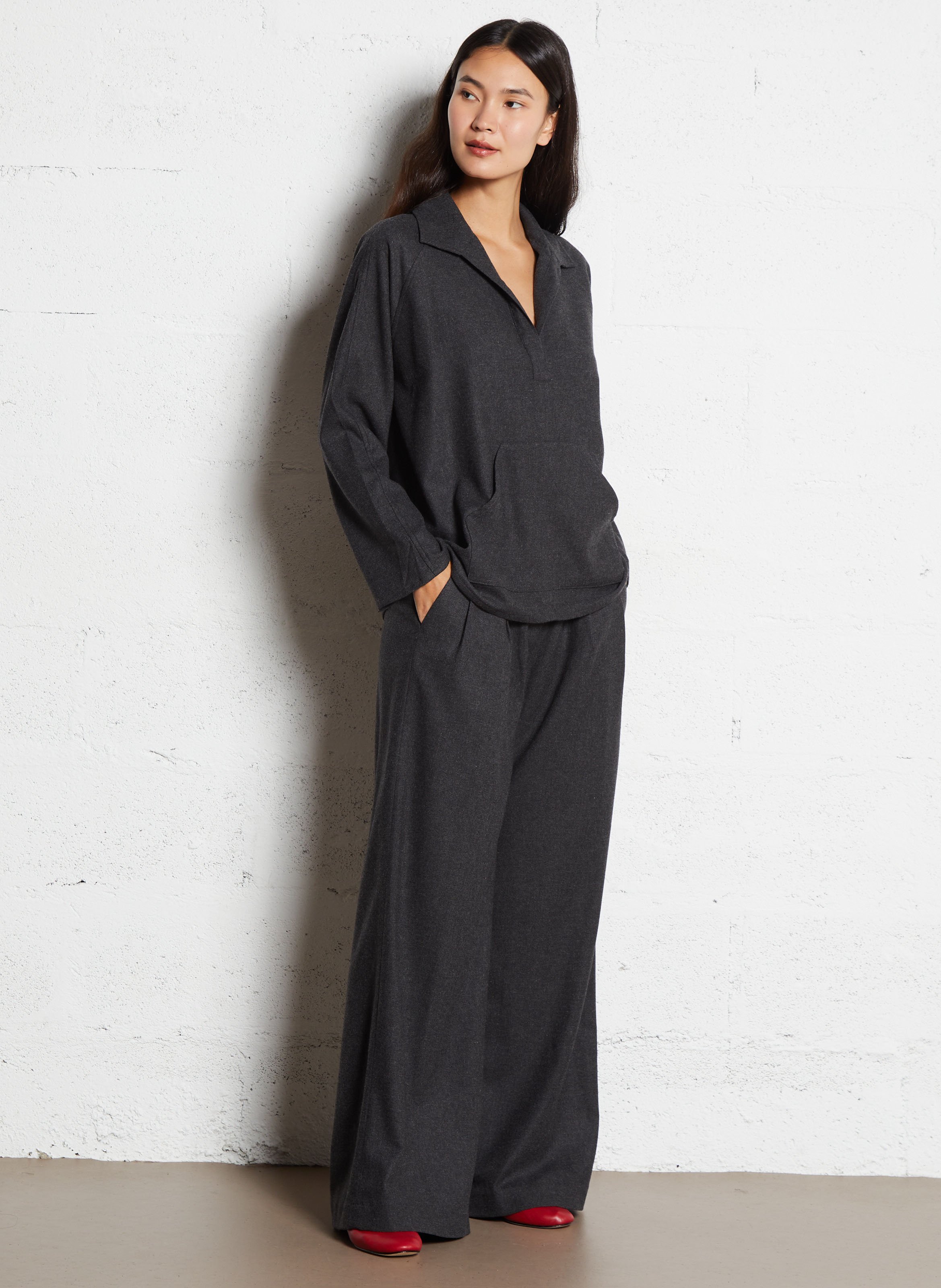 Ballerines à petits talons en cuir camille REPETTO Rouge