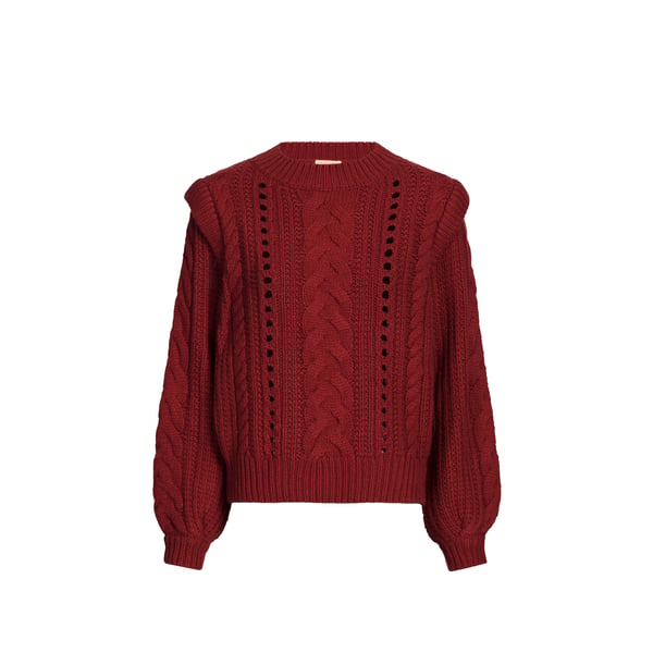 Pull droit en maille torsadée de laine Pull droit en maille torsadée de laine