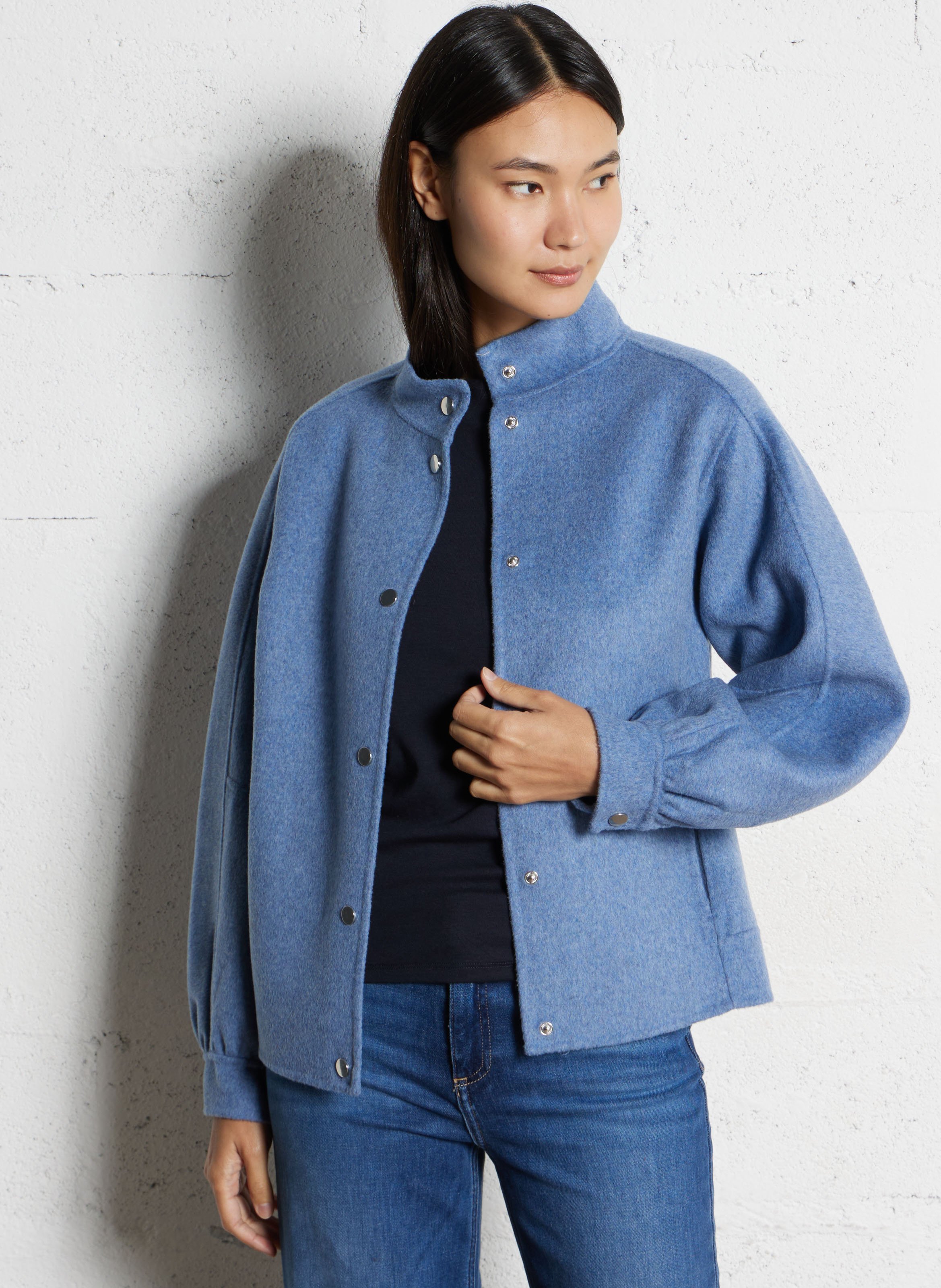 Manteau droit uni en laine mélangée arthur MAISON 123 Bleu