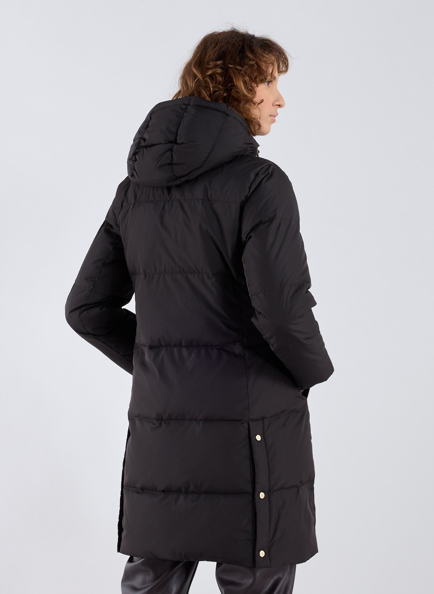 Doudoune longue matelassé à capuche LAUREN Noir