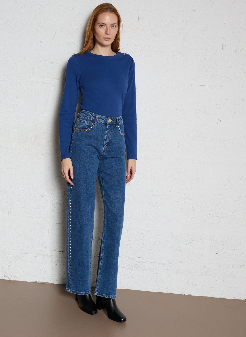 Tee-shirt droit col rond en coton mélangé ARMOR-LUX Bleu