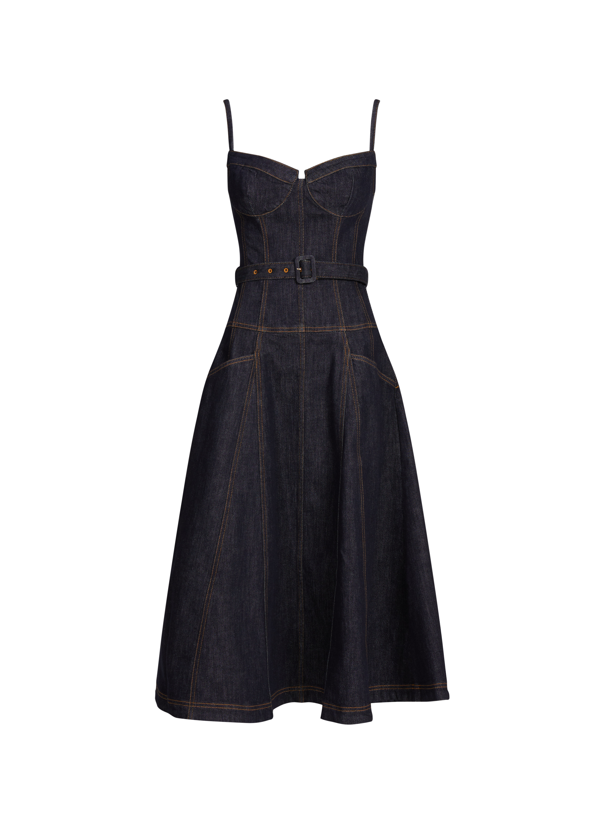 SELF PORTRAIT Strappy Mixed Cotton Dress Blue