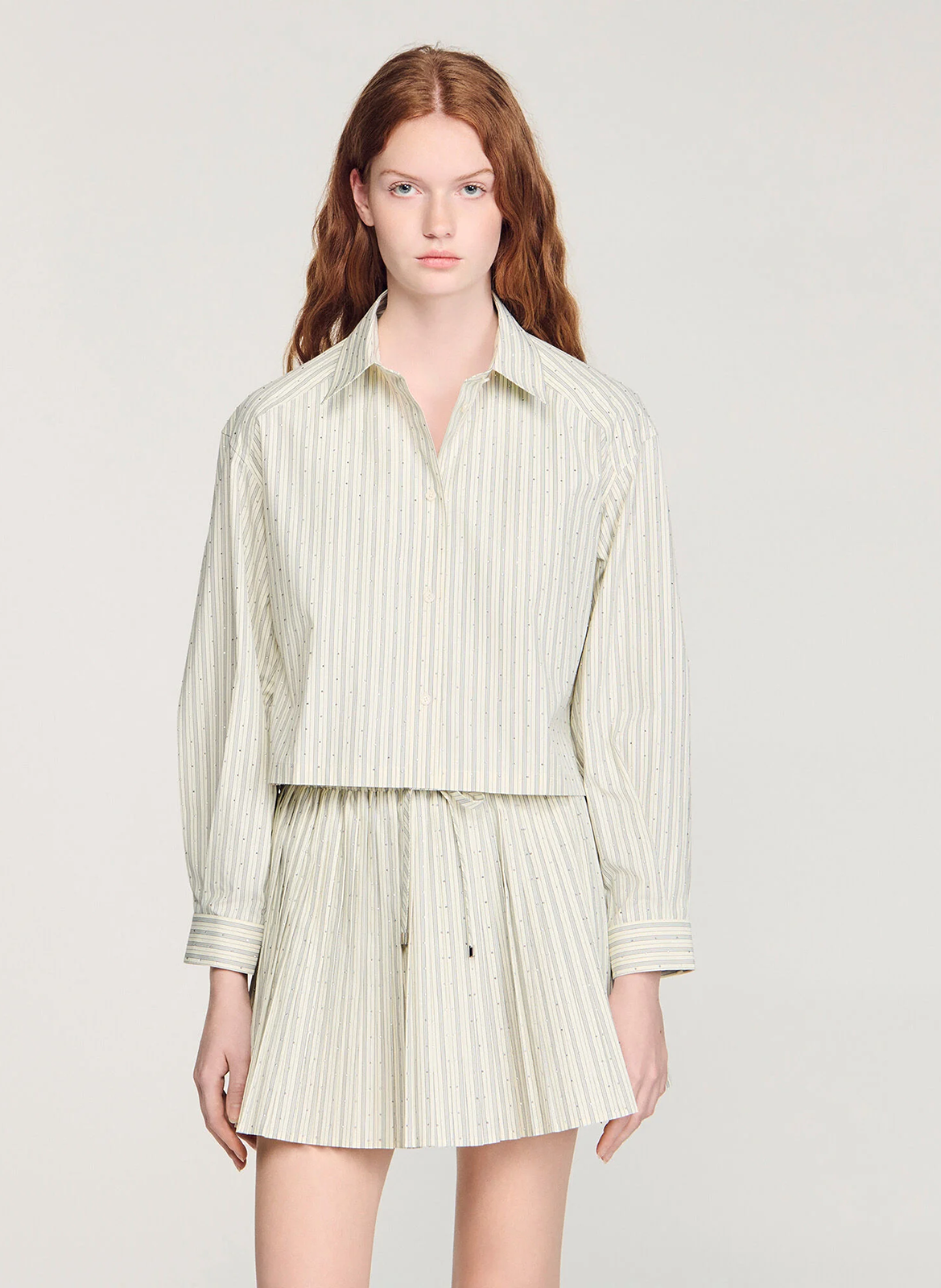 Chemise col classique à rayures SANDRO Beige