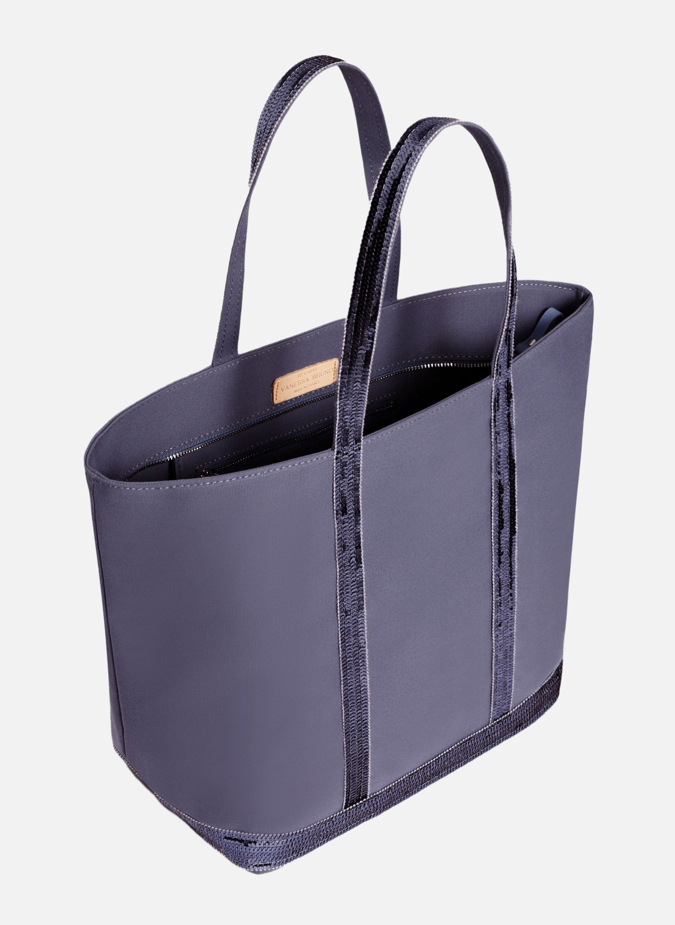 Cabas l zippé en toile Bleu