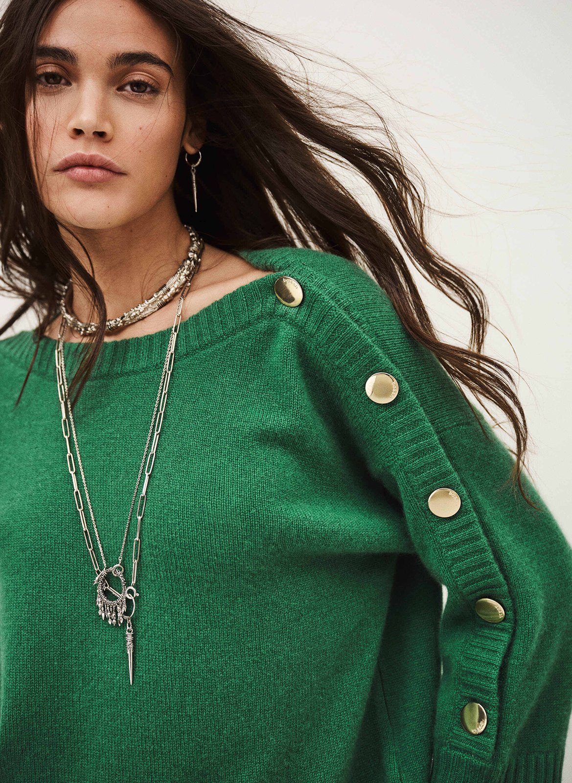 Pull droit col rond en cachemire classy BA&SH Vert