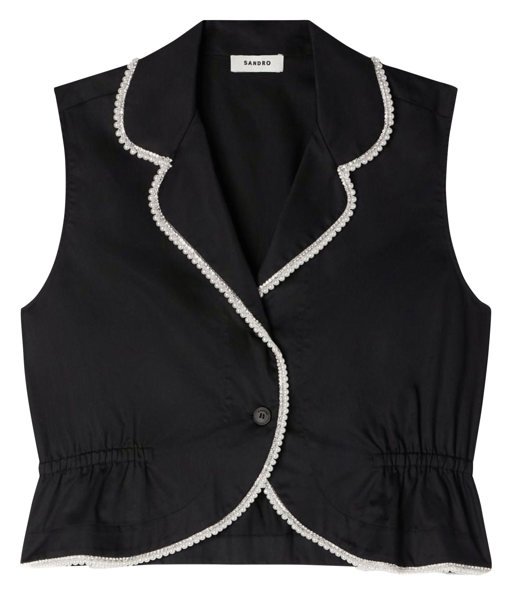 Top droit col tailleur en coton SANDRO Noir