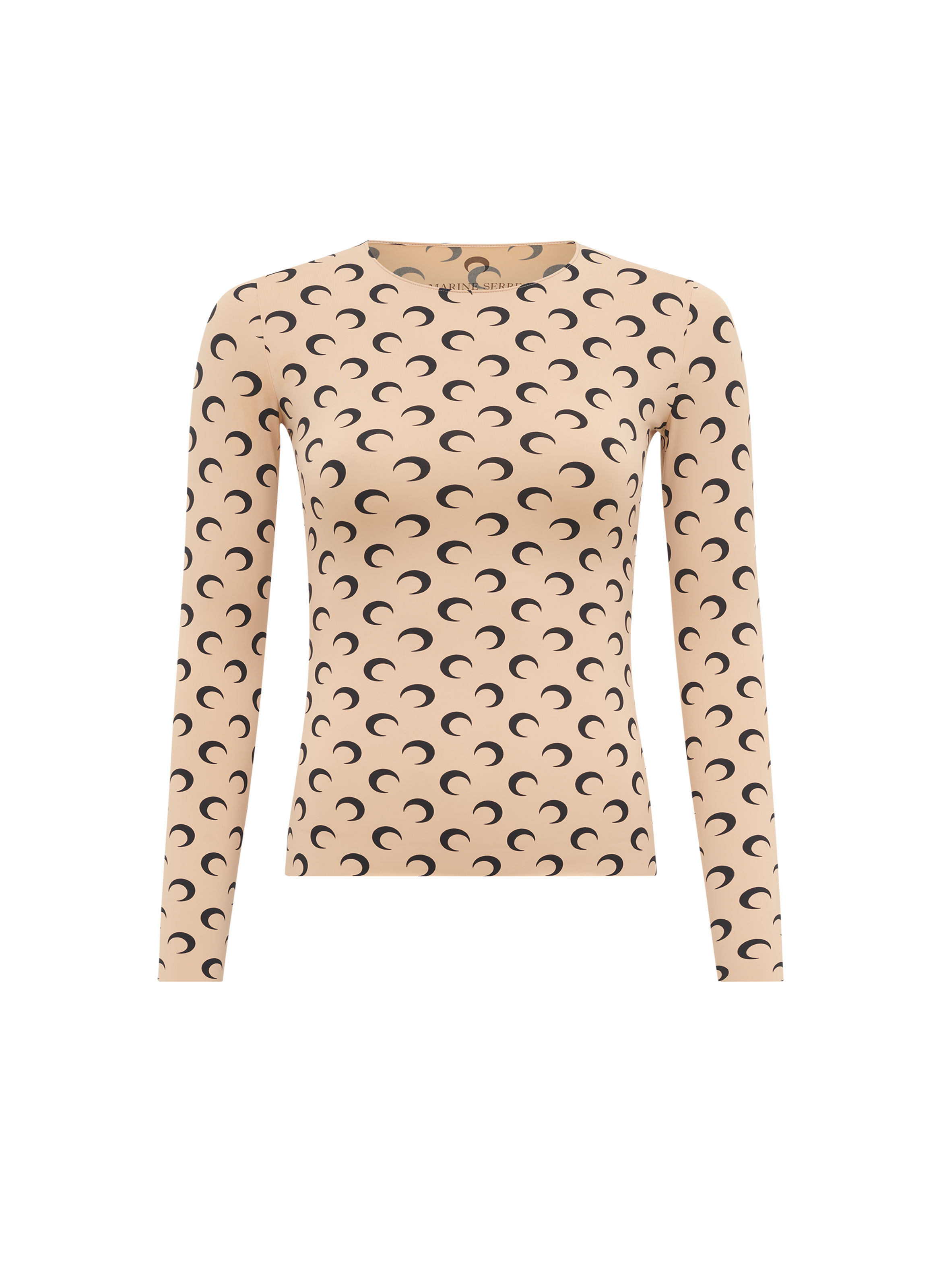 Top col rond manches longues en jersey imprimé moon MARINE SERRE Beige