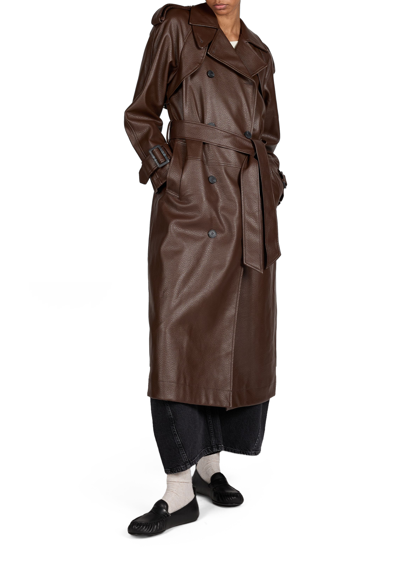 Grained straight trench coat TOPSHOP Brown