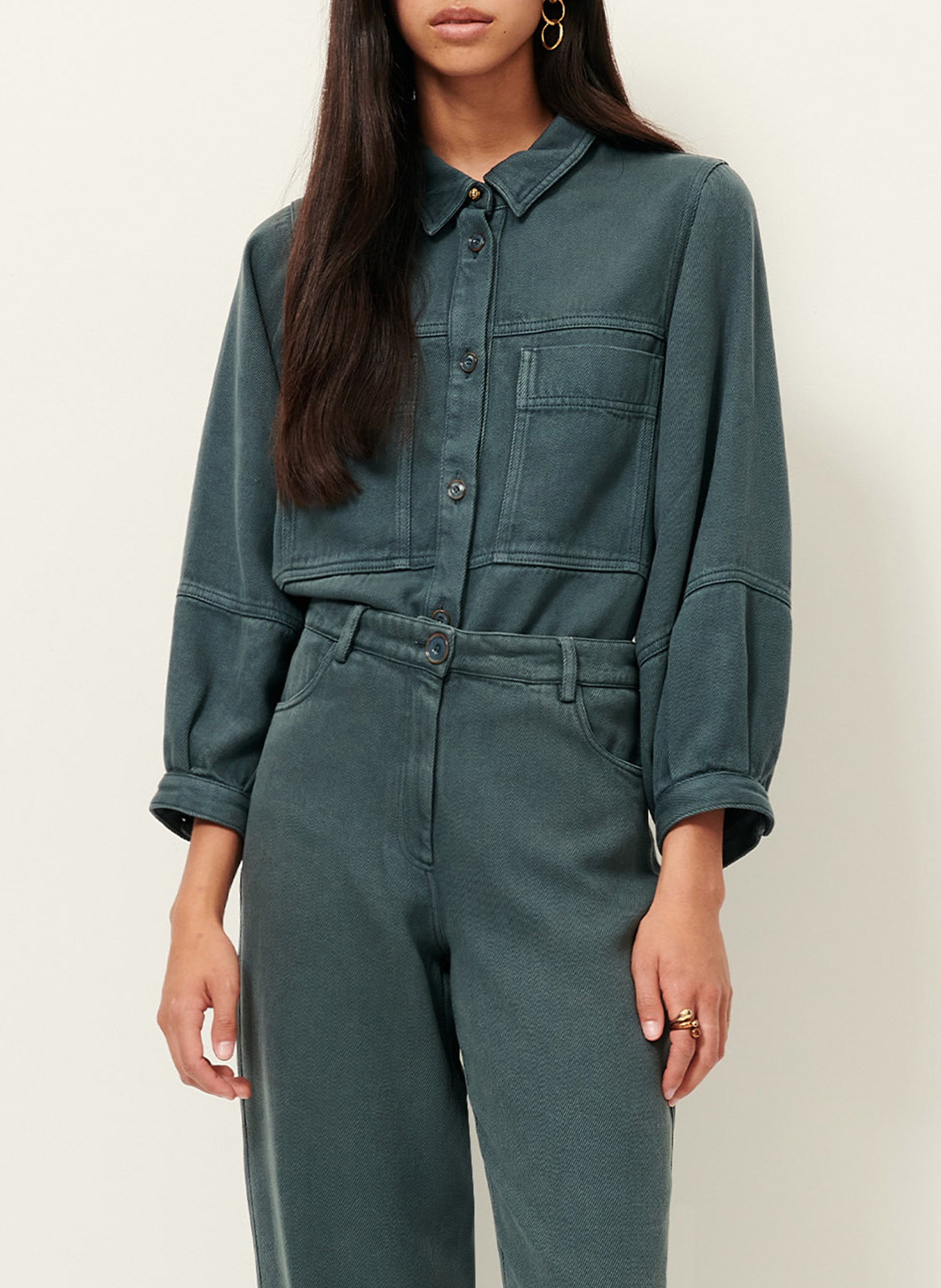 Veste col classique en jean leone SESSUN Vert