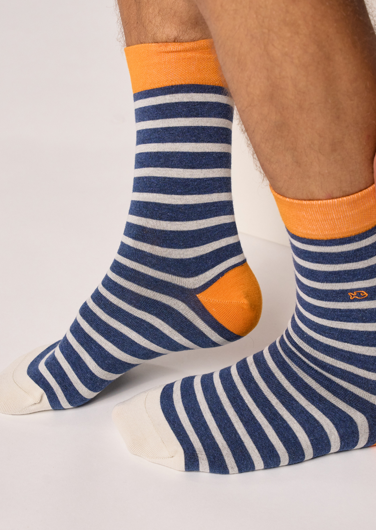 Chaussettes en coton peigné à rayures larges BILLYBELT Bleu