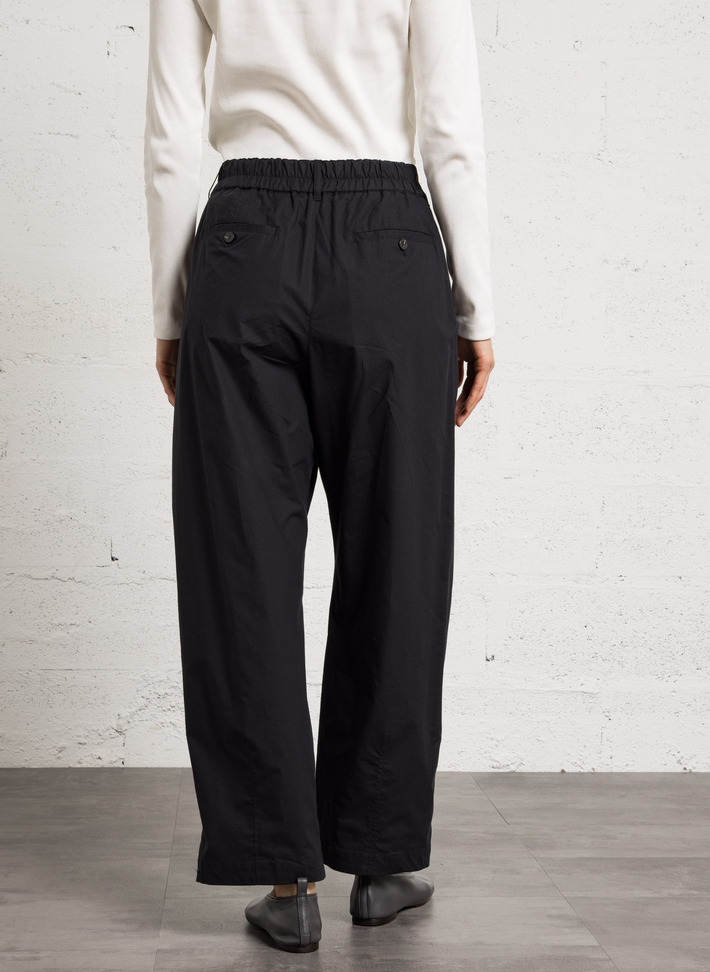 Pantalon large taille haute en coton recyclé vernon SOEUR Noir