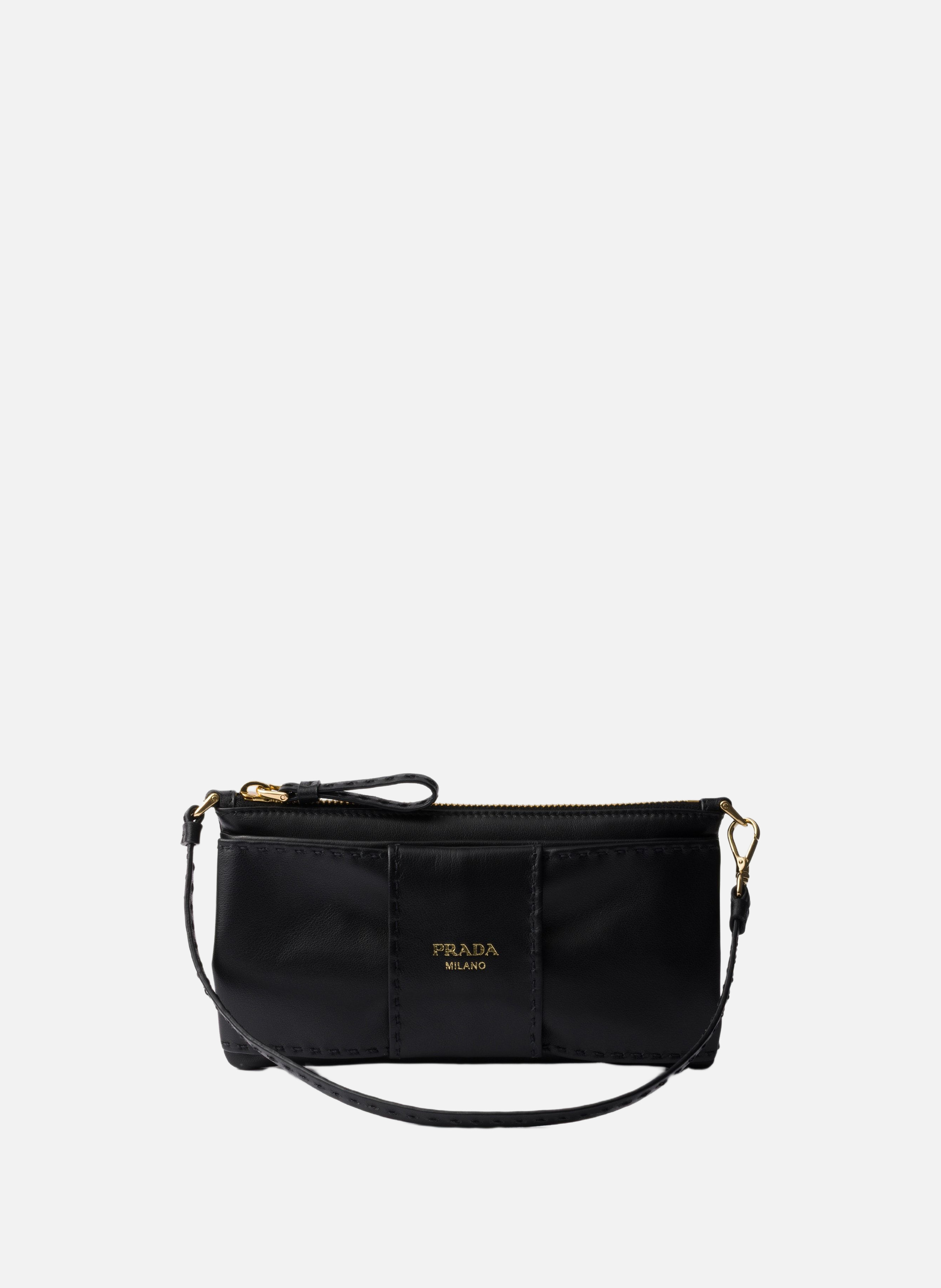 Pochette en cuir nappa avec fermeture à glissière PRADA Noir