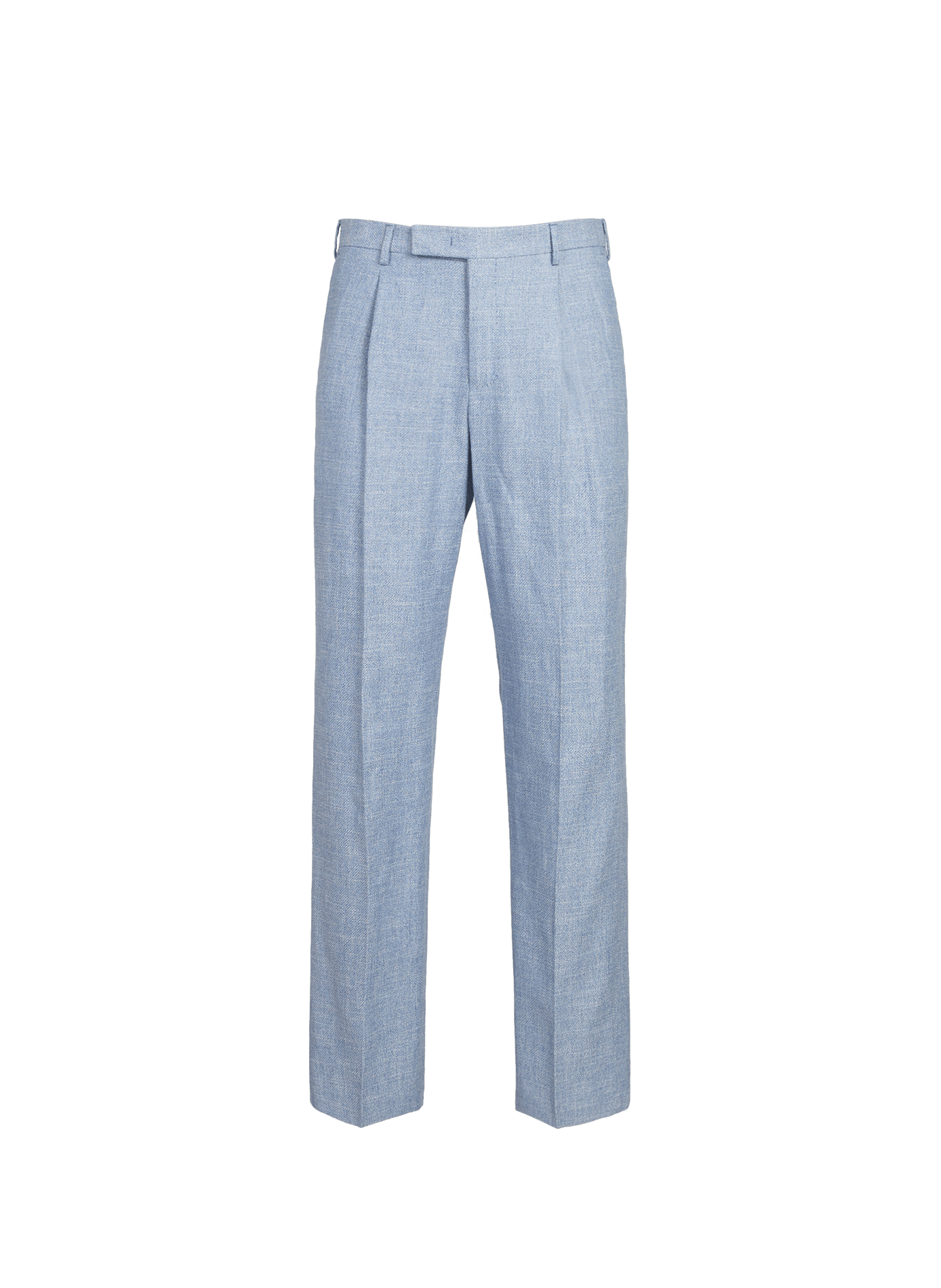 Pantalon à plis en coton et lin texturé PT01 Bleu