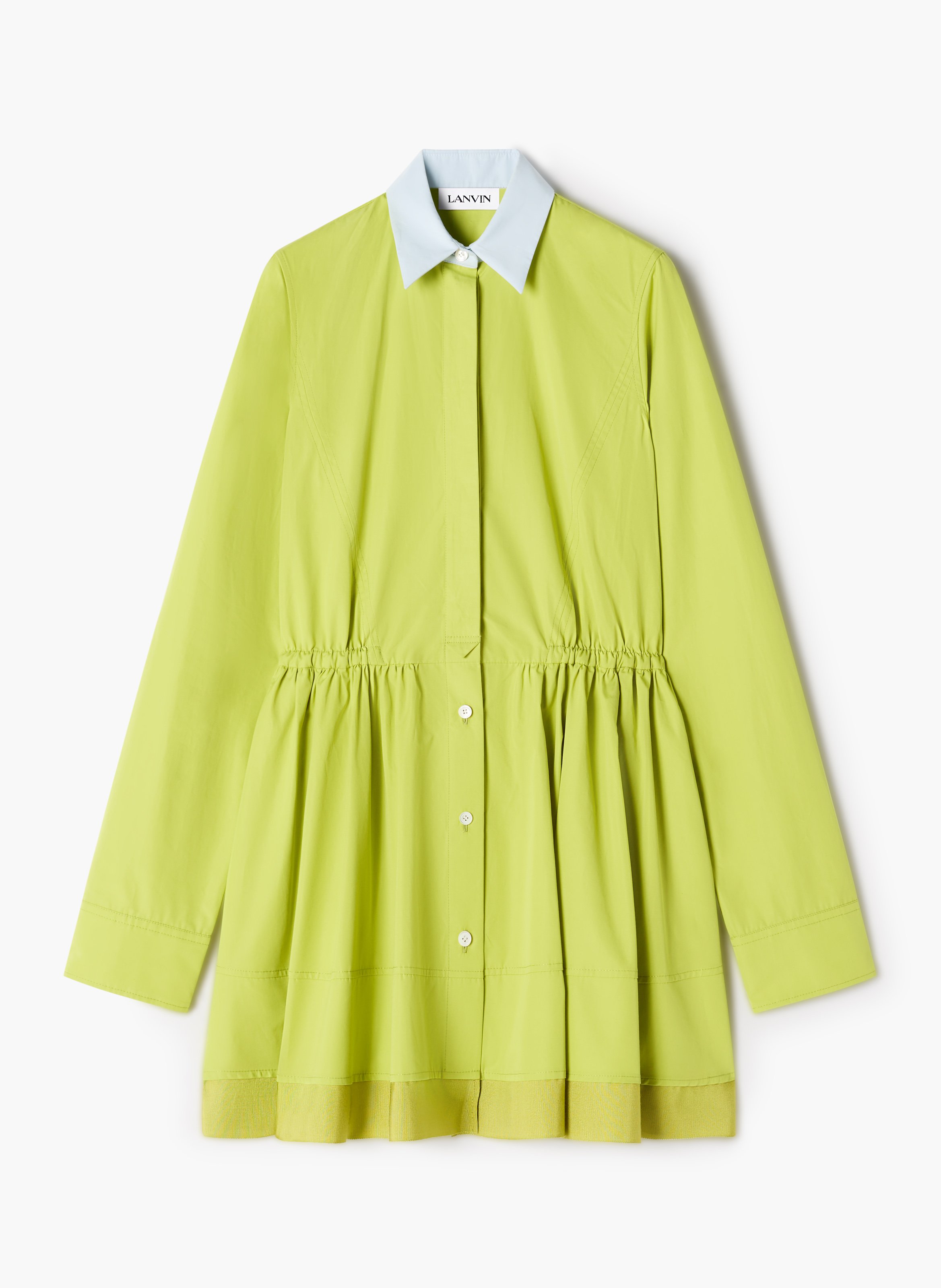 Robe chemise courte en popeline de coton LANVIN Vert