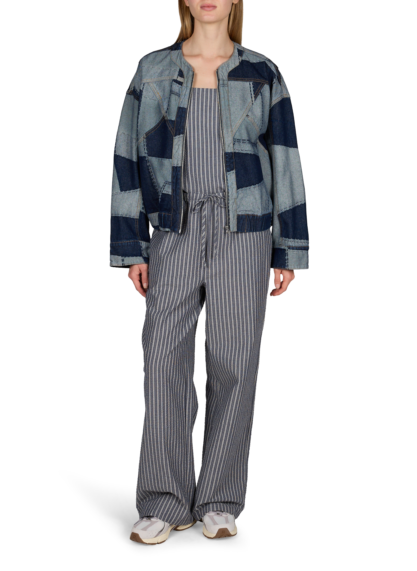 Denim patchwork cotton jacket by Vishelba VILA Blue