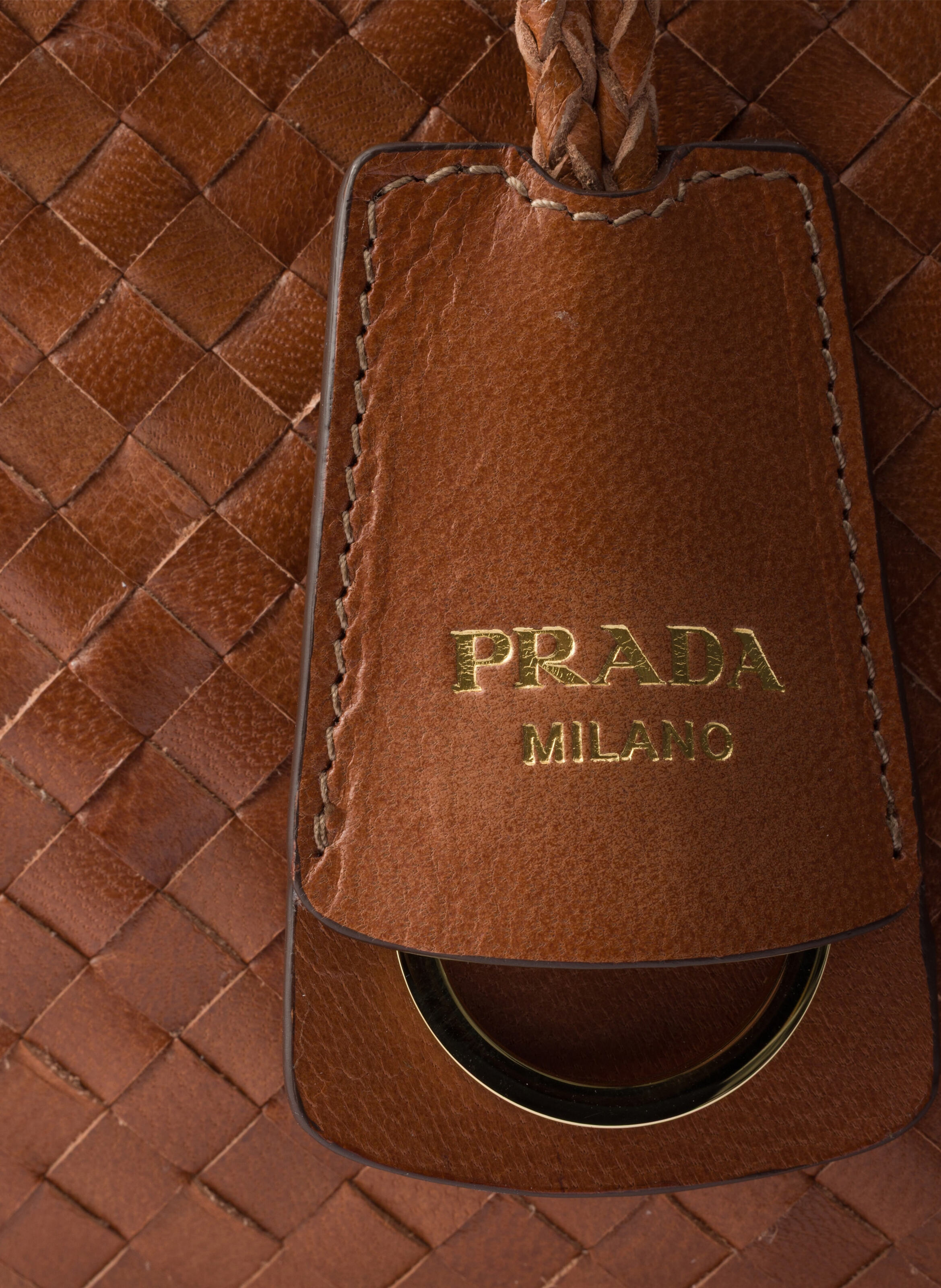 Grand cabas en cuir PRADA Marron