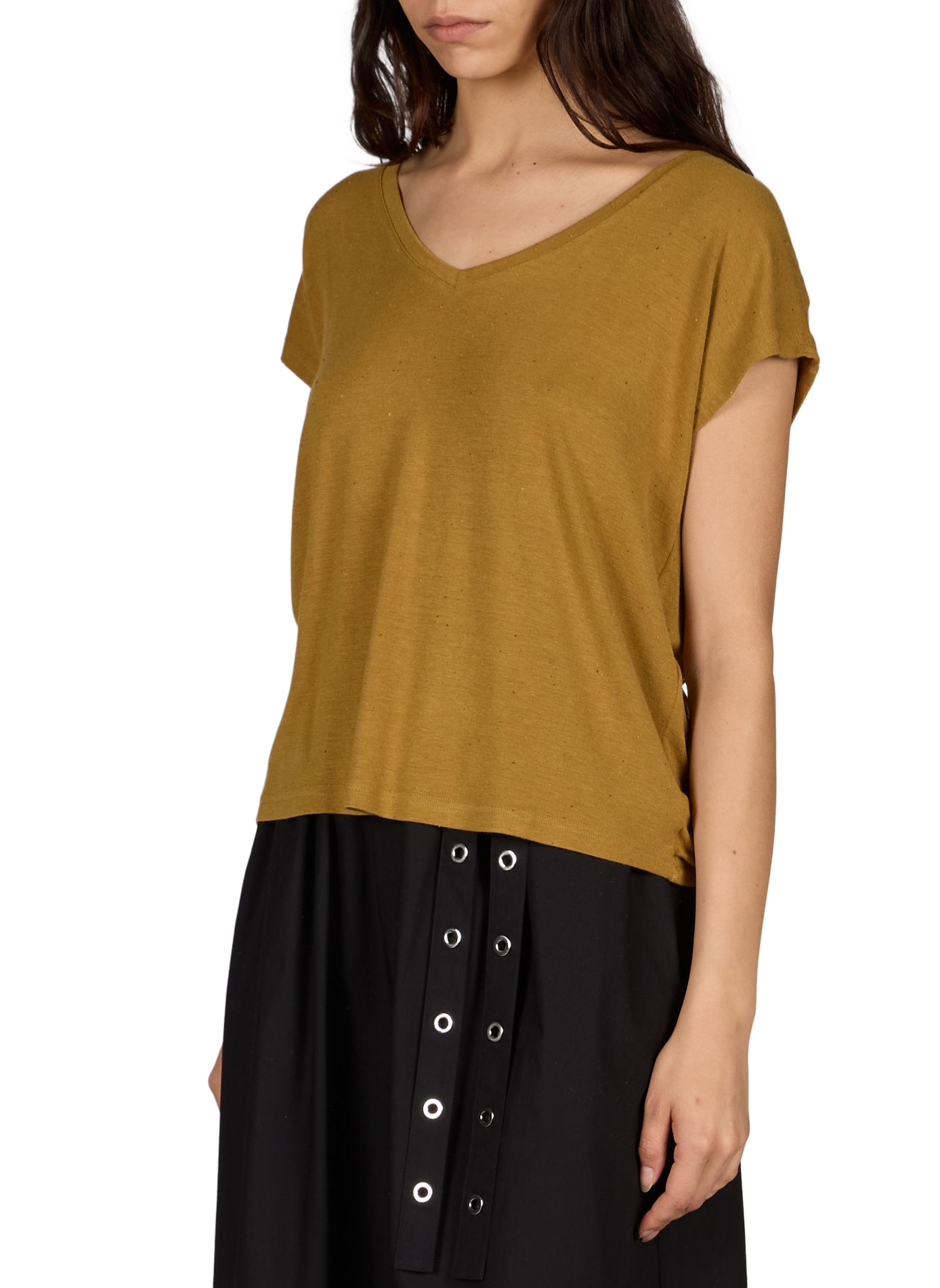 Speckled V-neck flowy t-shirt ARTLOVE Brown