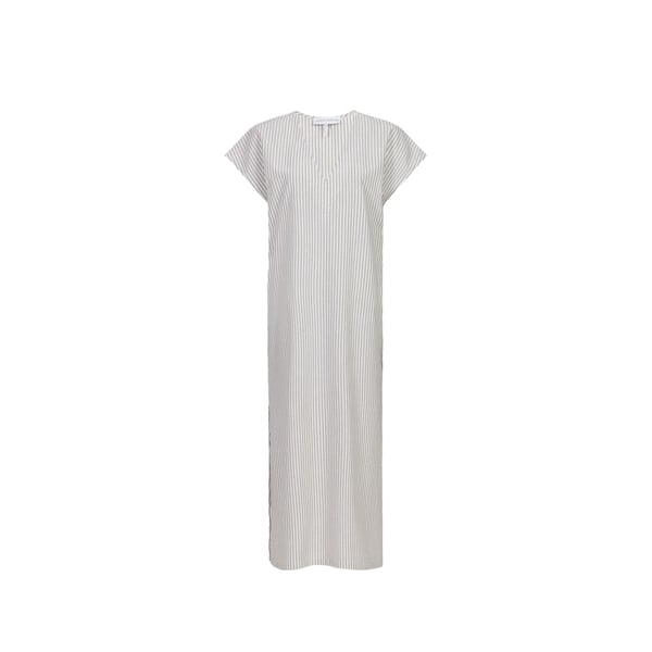 Robe longue rayée à poches et col V en coton Robe longue rayée à poches et col V en coton
