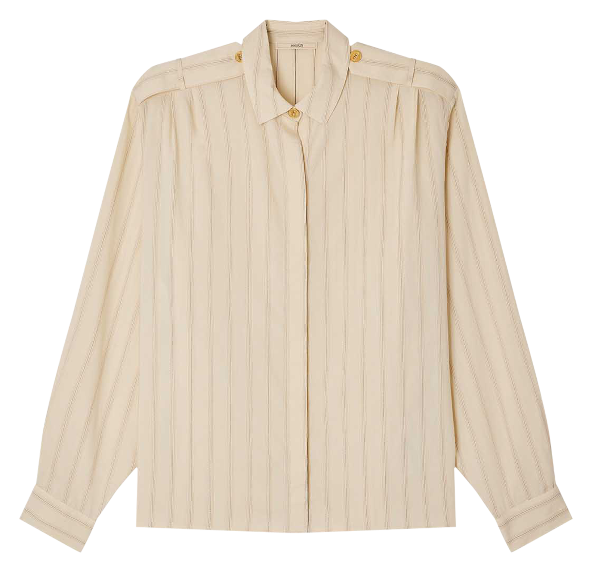 Chemise oversize en laine mélangée rayée SESSUN Beige