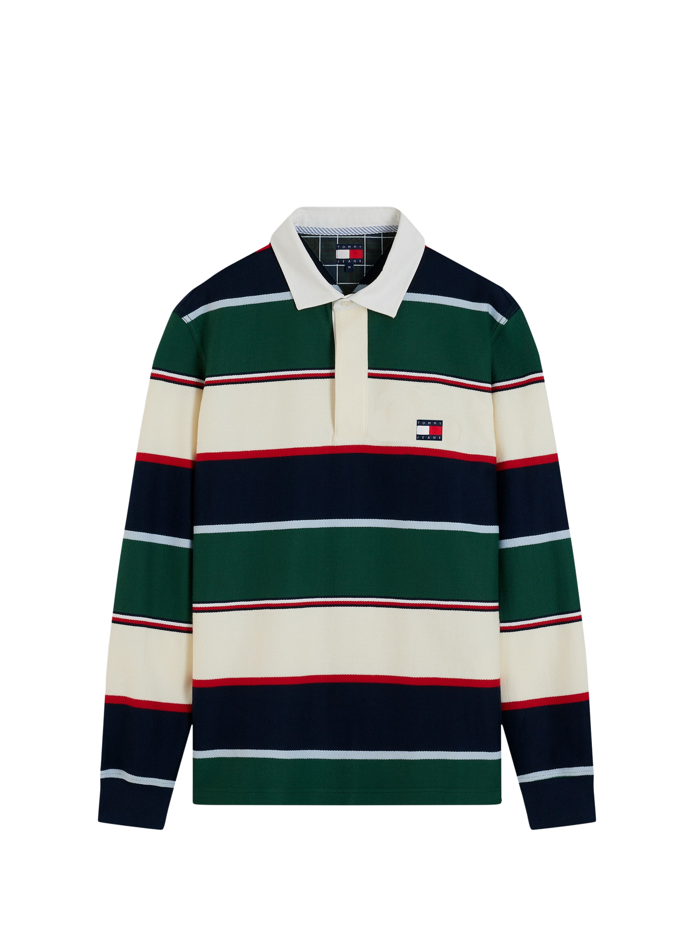 Polo droit à rayures en coton TOMMY HILFIGER Vert