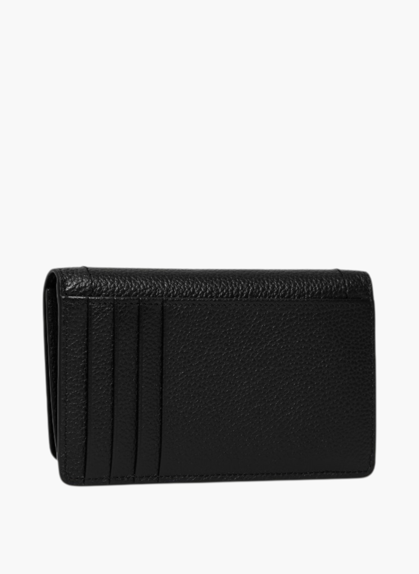 Porte cartes à rabat moyen modèle louison en cuir grainé LE TANNEUR Noir