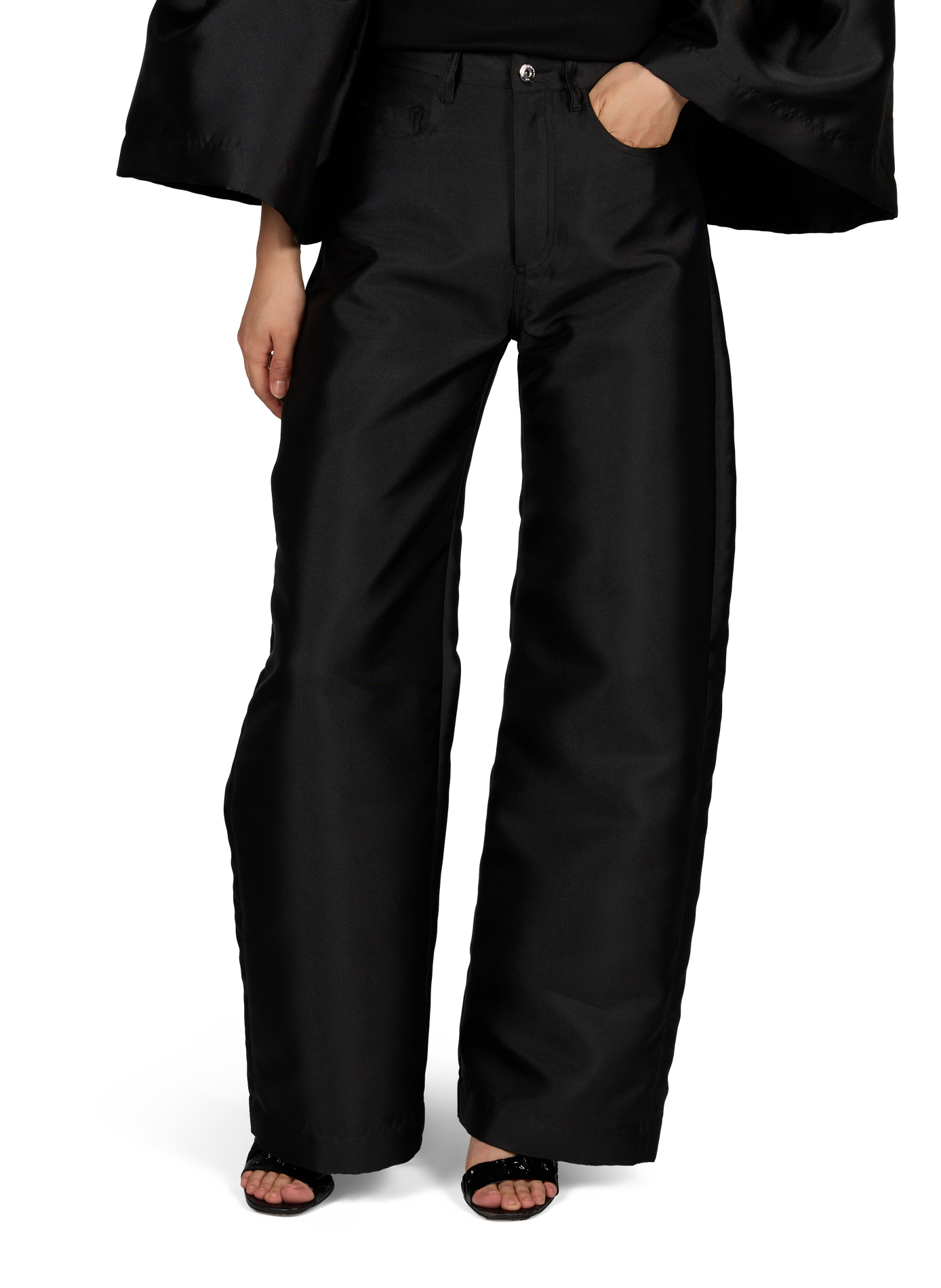 Pantalon satiné MARQUES ALMEIDA Noir