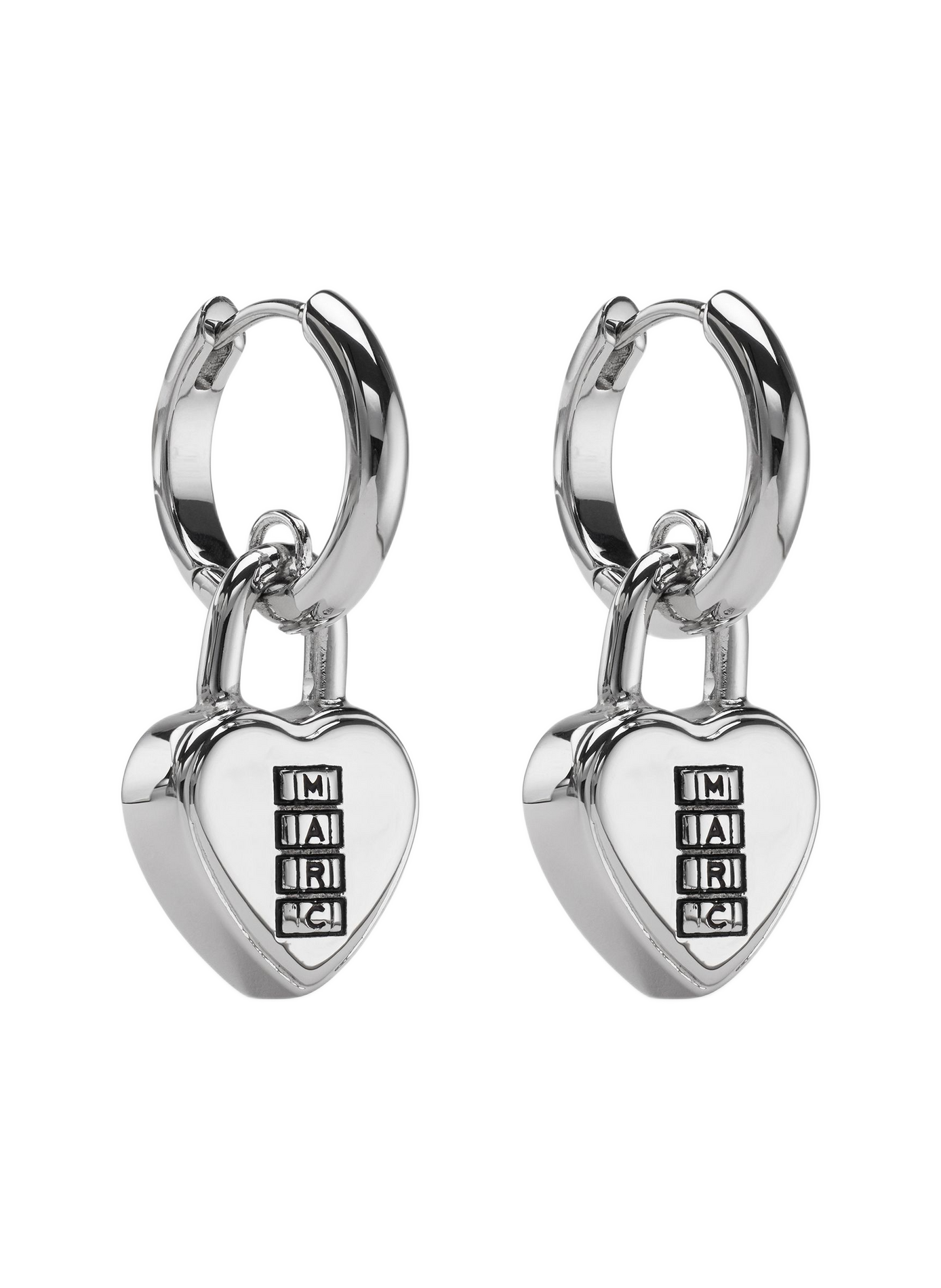 Pendientes con candado en forma de corazón. MARC JACOBS Plata