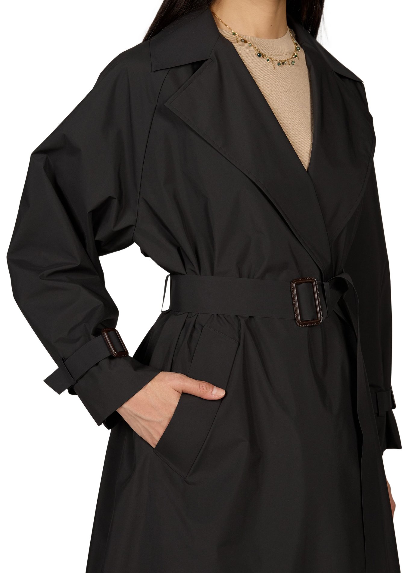 Long waterproof trench coat with belt MAX MARA WEEK END Black