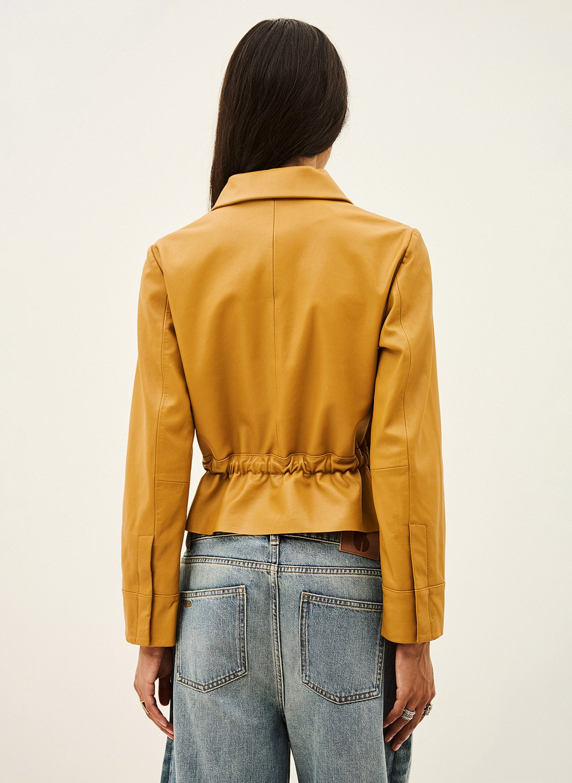 Veste courte cintrée en cuir manita BA&SH Jaune