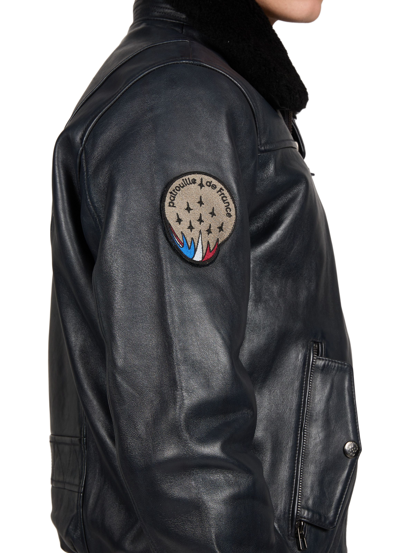 Classic leather jacket PATROUILLE DE FRANCE X REDSKINS Blue