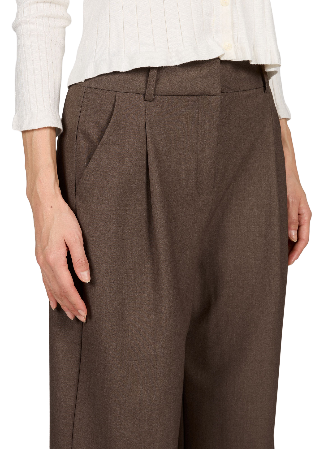 Effen wijde pantalon in tailoringstijl SUNCOO Beige
