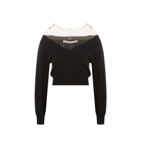 Pull avec empiècement en tulle