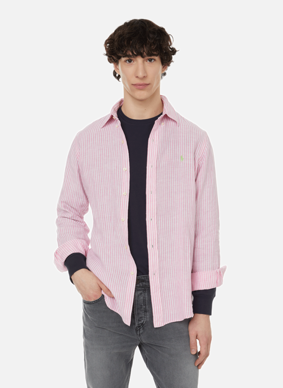 POLO RALPH LAUREN Striped linen shirt Pink