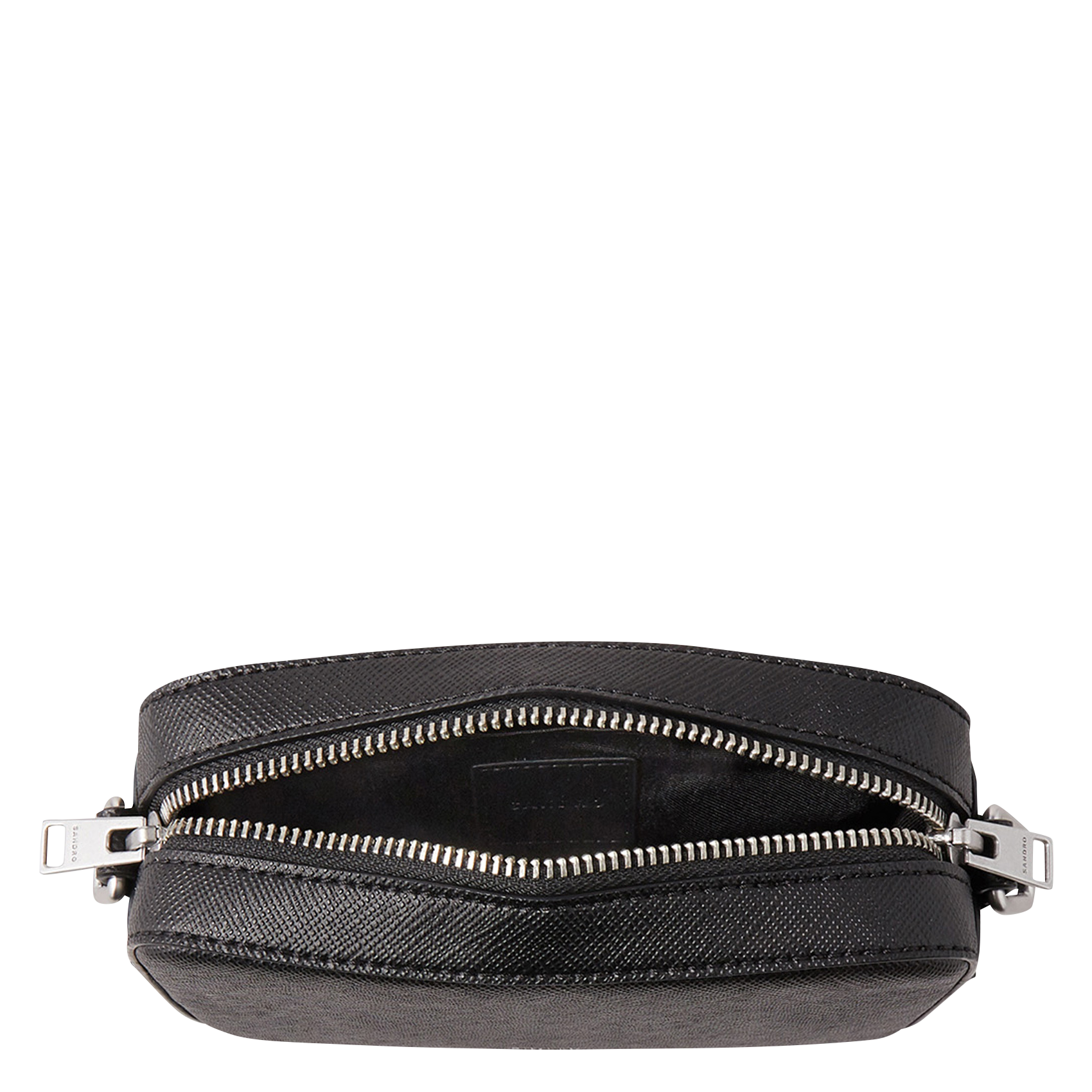 Sac bandoulière en cuir recyclé minibag hook SANDRO Noir