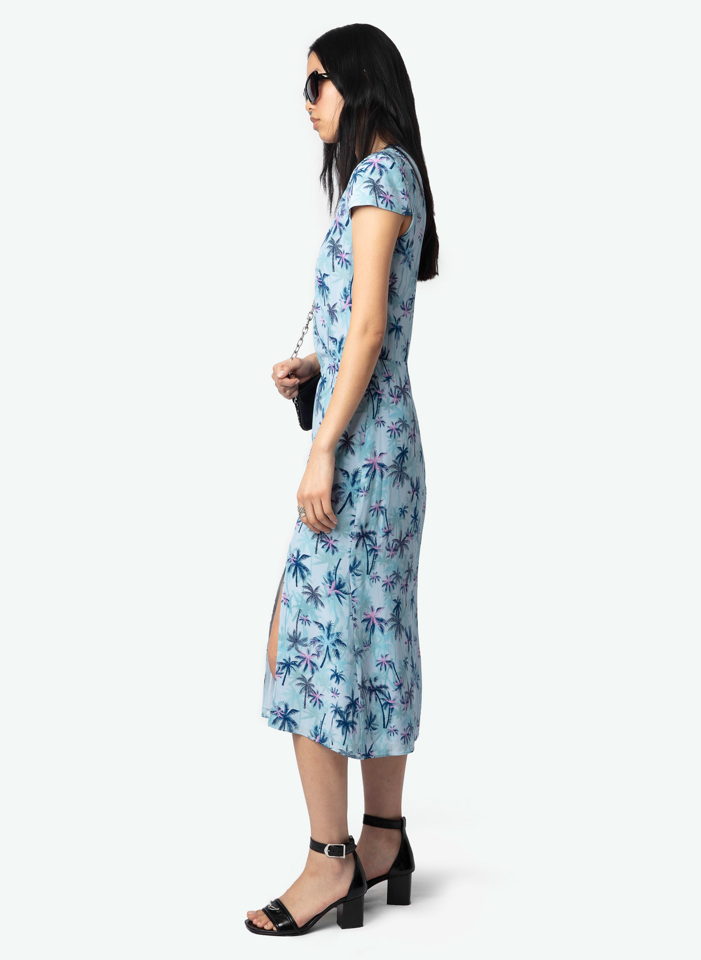 Robe midi col v en soie rapaz ZADIG&VOLTAIRE Bleu