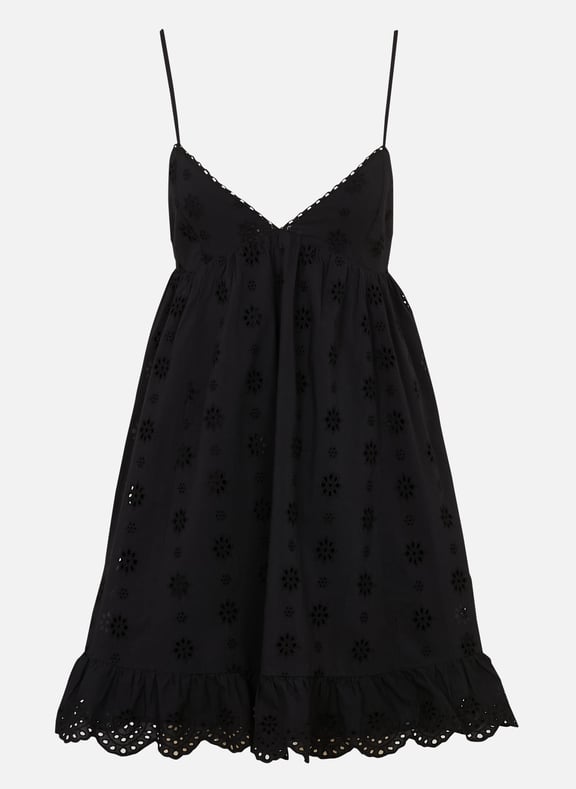 Robe courte col v en coton Noir by IKKS IKKS Robe courte col v en coton Noir