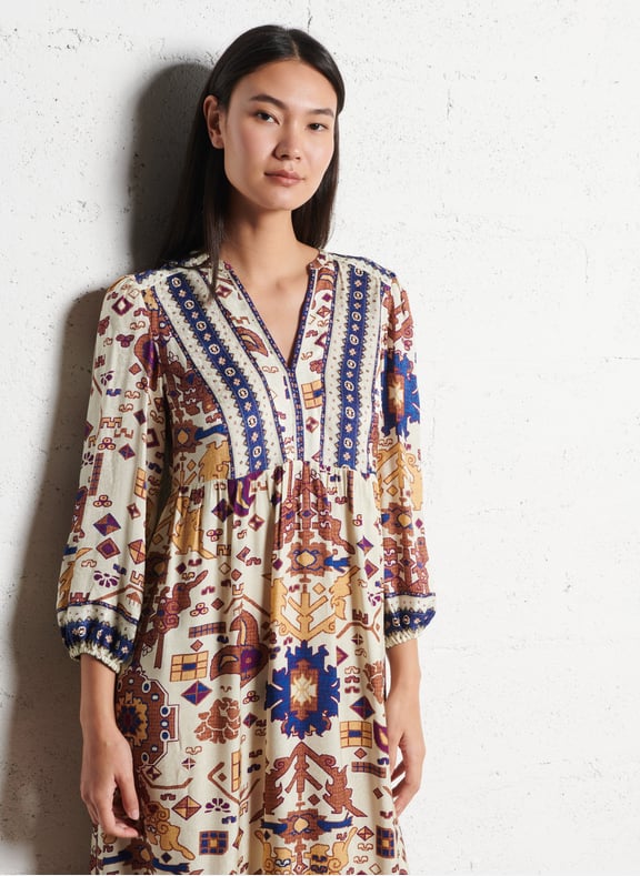 Robe longue ample col v valley Blanc by BA&SH BA&SH Robe longue ample col v valley Blanc