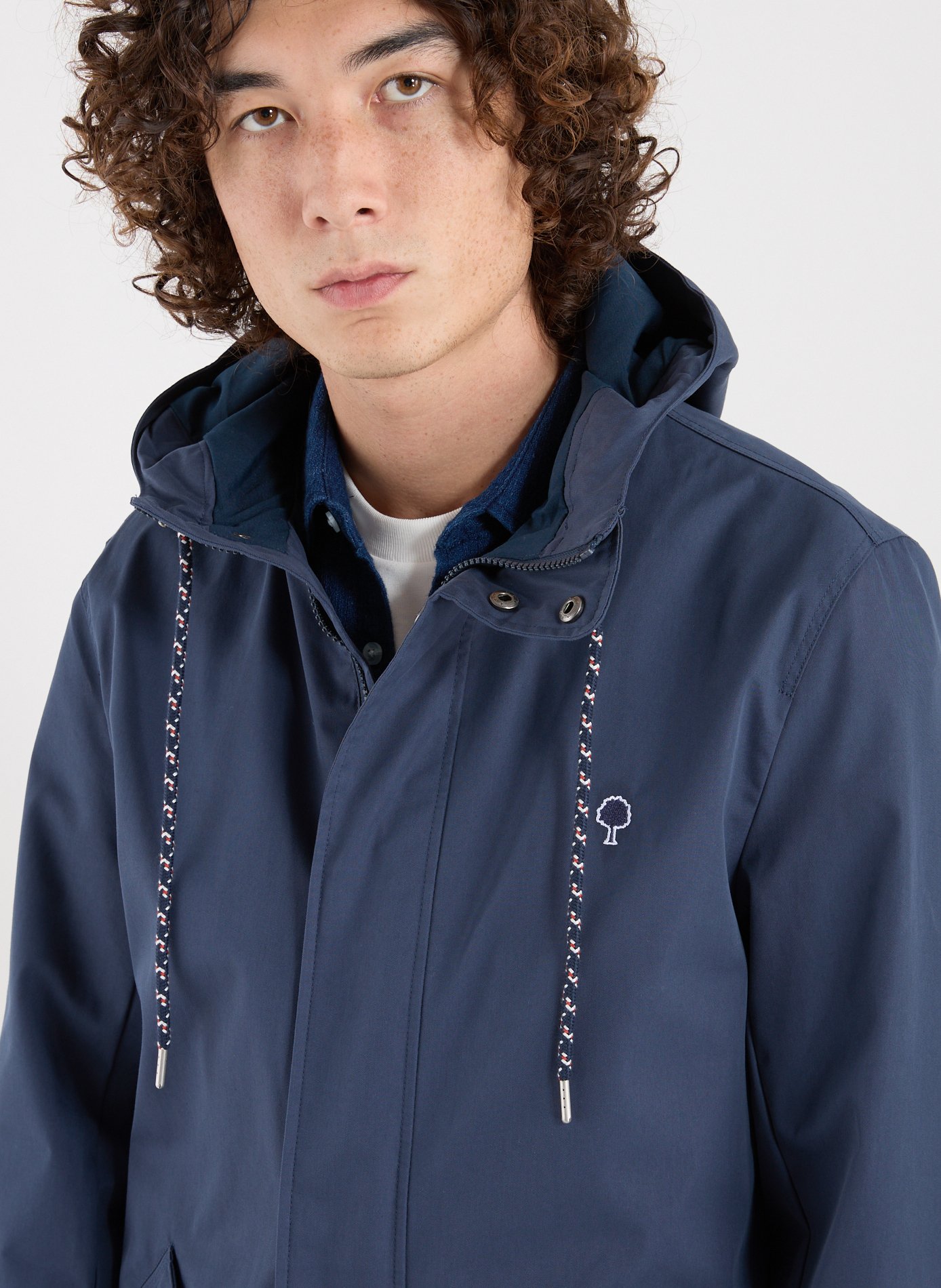 Straight raincoat with high collar in blended cotton FAGUO Blue